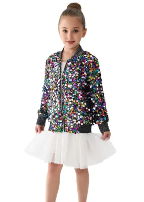 2Bunnies Girls' Cosmic Radiance Sequin Bomber Jacket