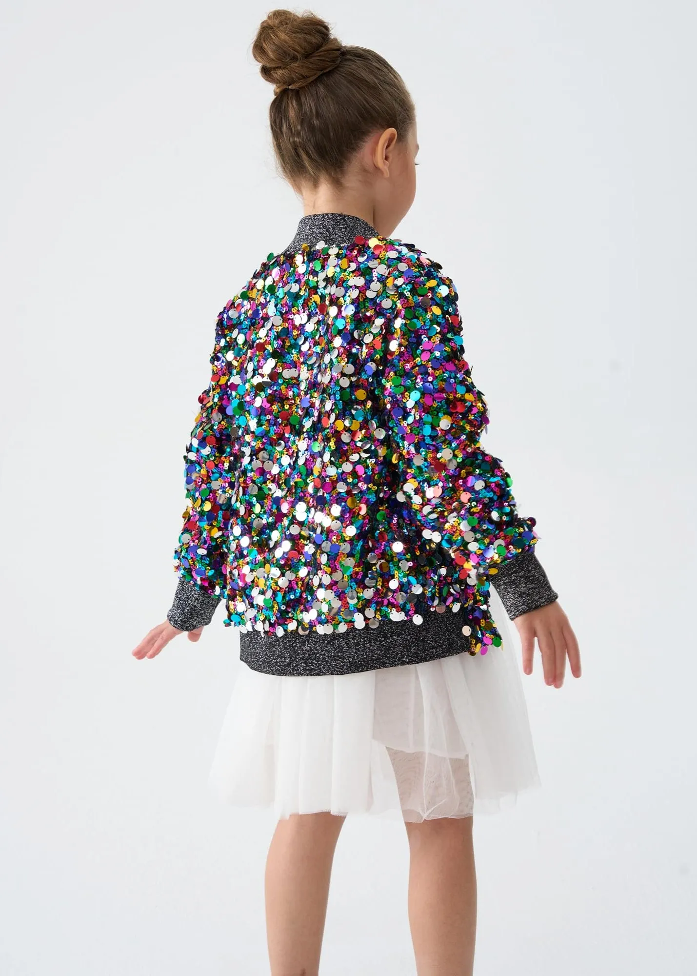 2Bunnies Girls' Cosmic Radiance Sequin Bomber Jacket