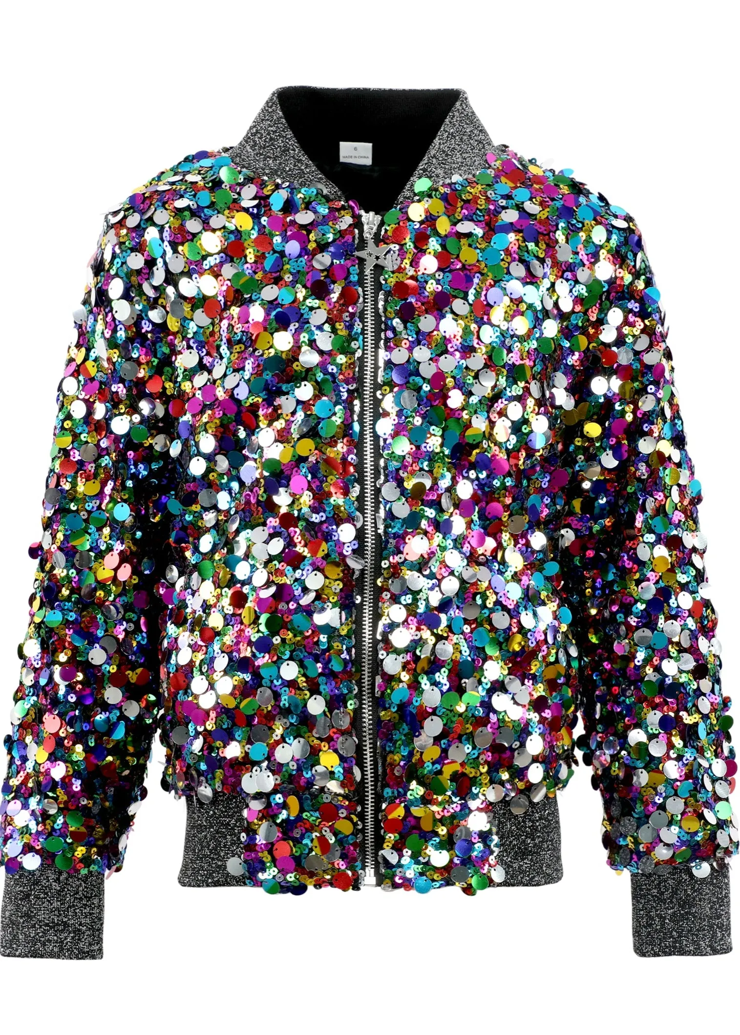 2Bunnies Girls' Cosmic Radiance Sequin Bomber Jacket