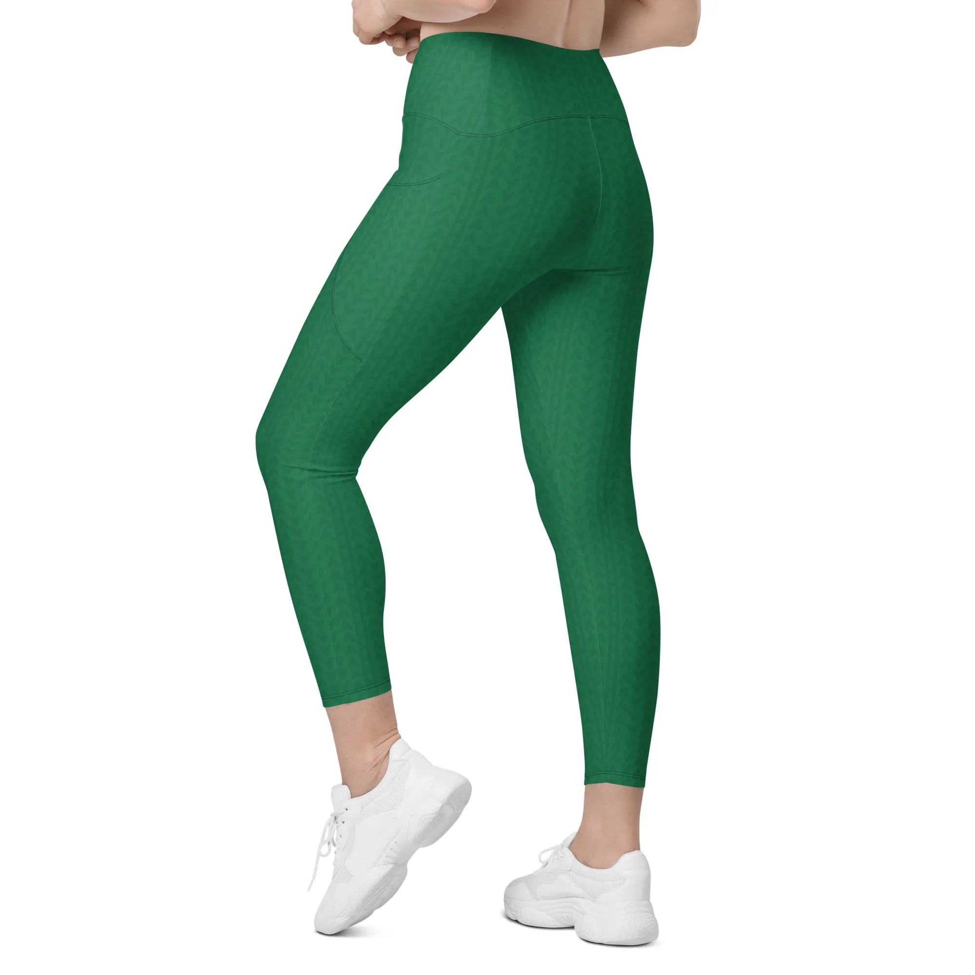 Amazon Green High Waisted Crossover Leggings with Pockets