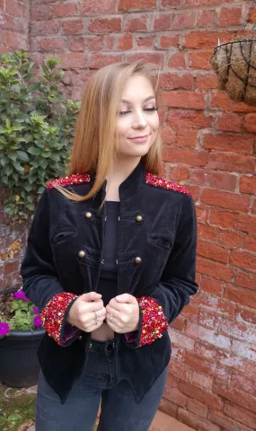 Anastasia, Russian feeling, military styled, velvet festival jacket, ladies size,14