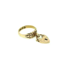 Antique Victorian 9ct Rose Gold Heart Lock Ring