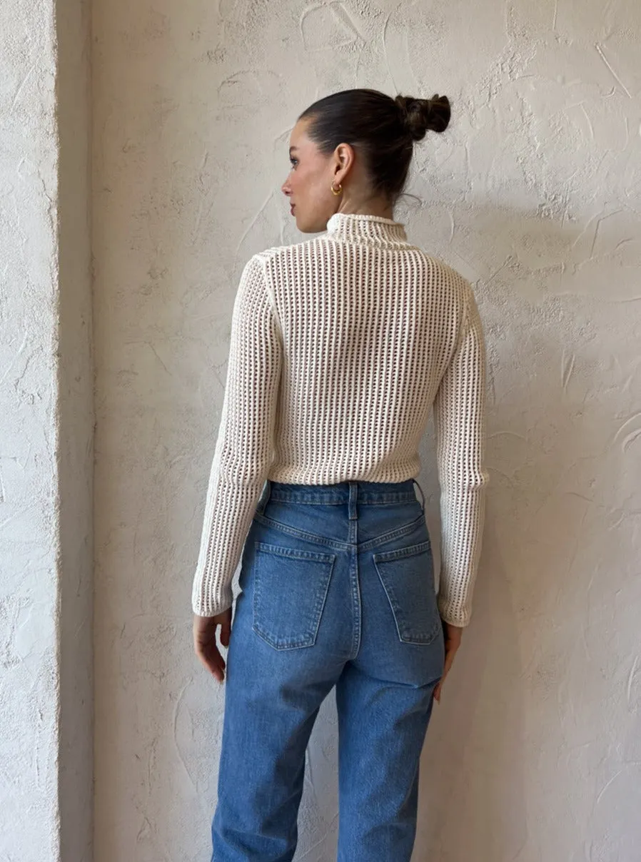 Assembly Label Salina Waffle Knit Top in Cream