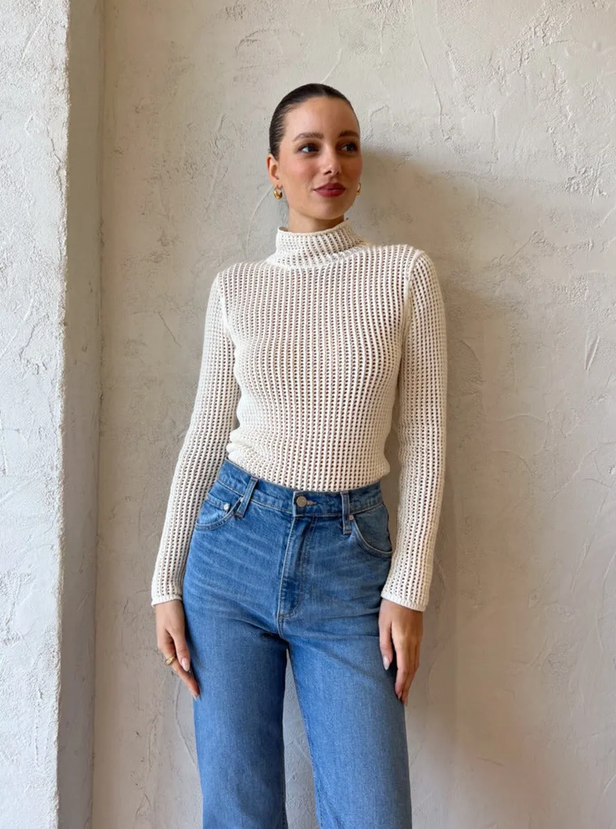 Assembly Label Salina Waffle Knit Top in Cream