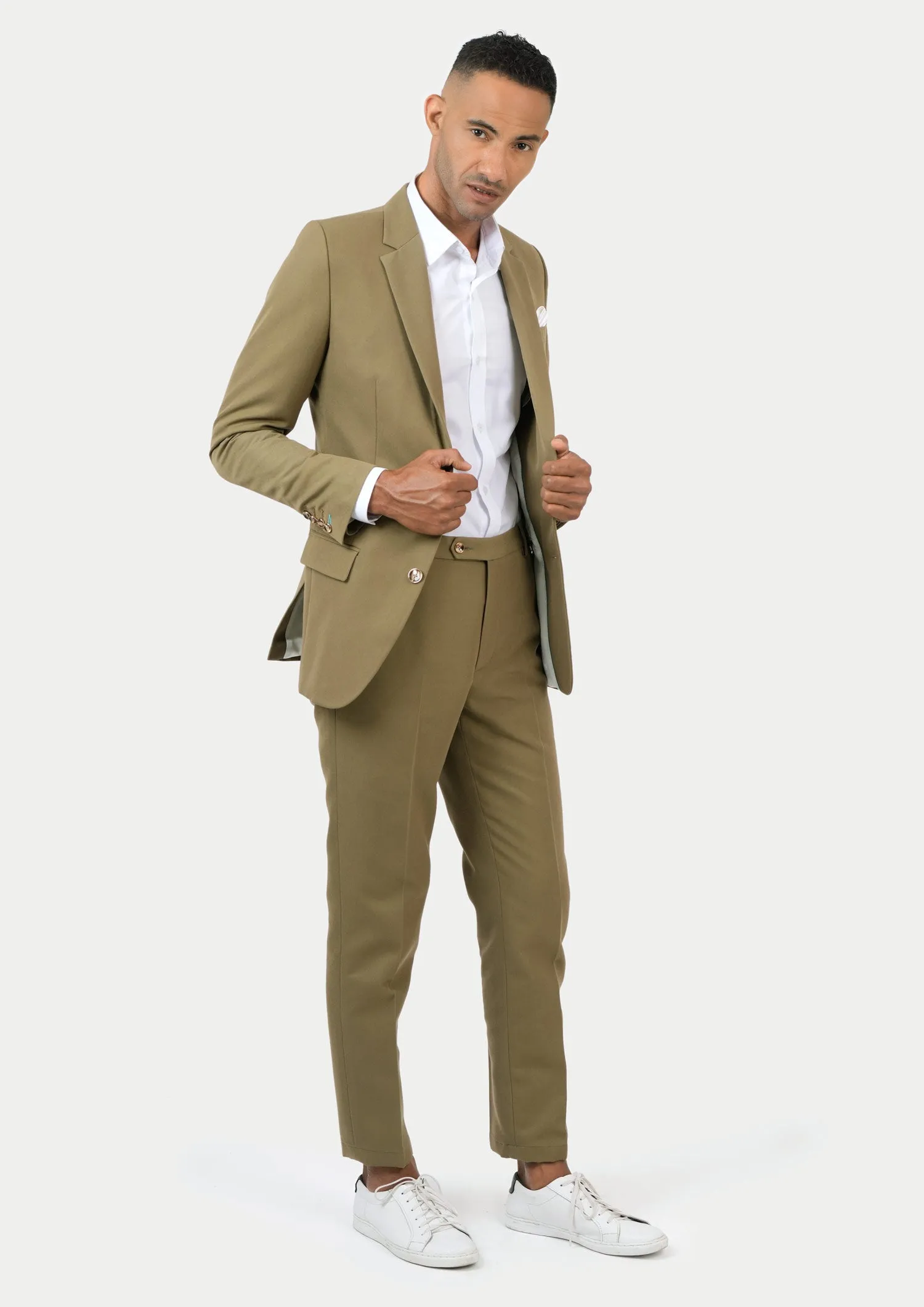 Astor British Khaki Cotton Suit