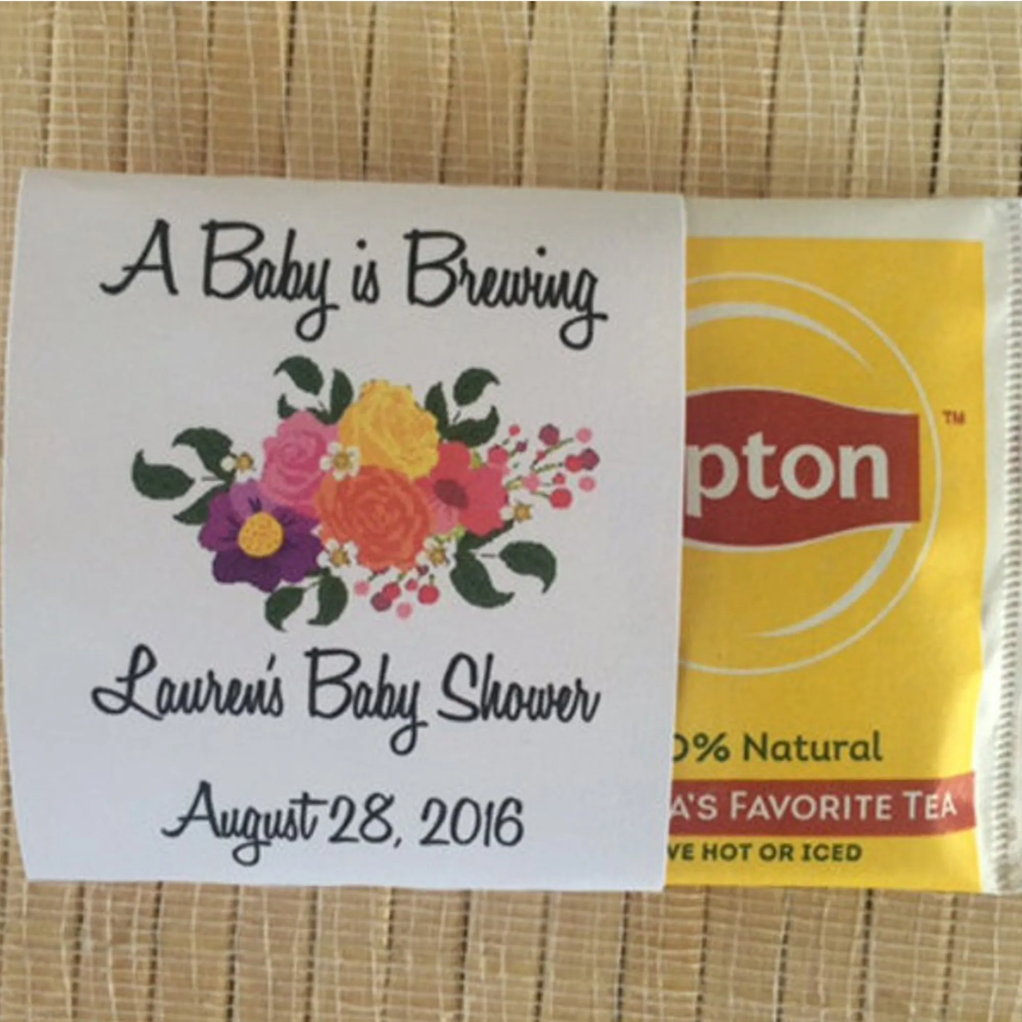 Baby shower tea favors