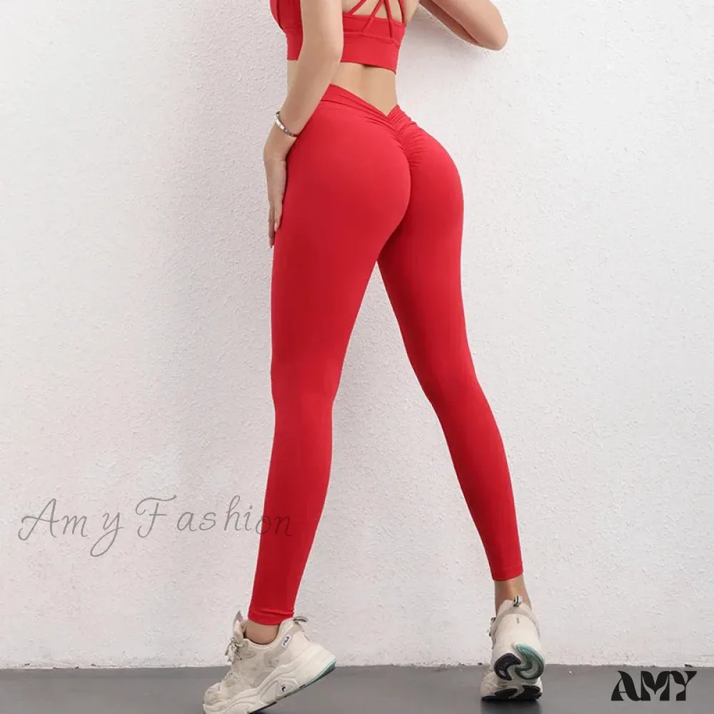 Back V Butt Yoga Pant Fitness Workout Gym Running Scrunch High Waist Active Wear Tight Leggings