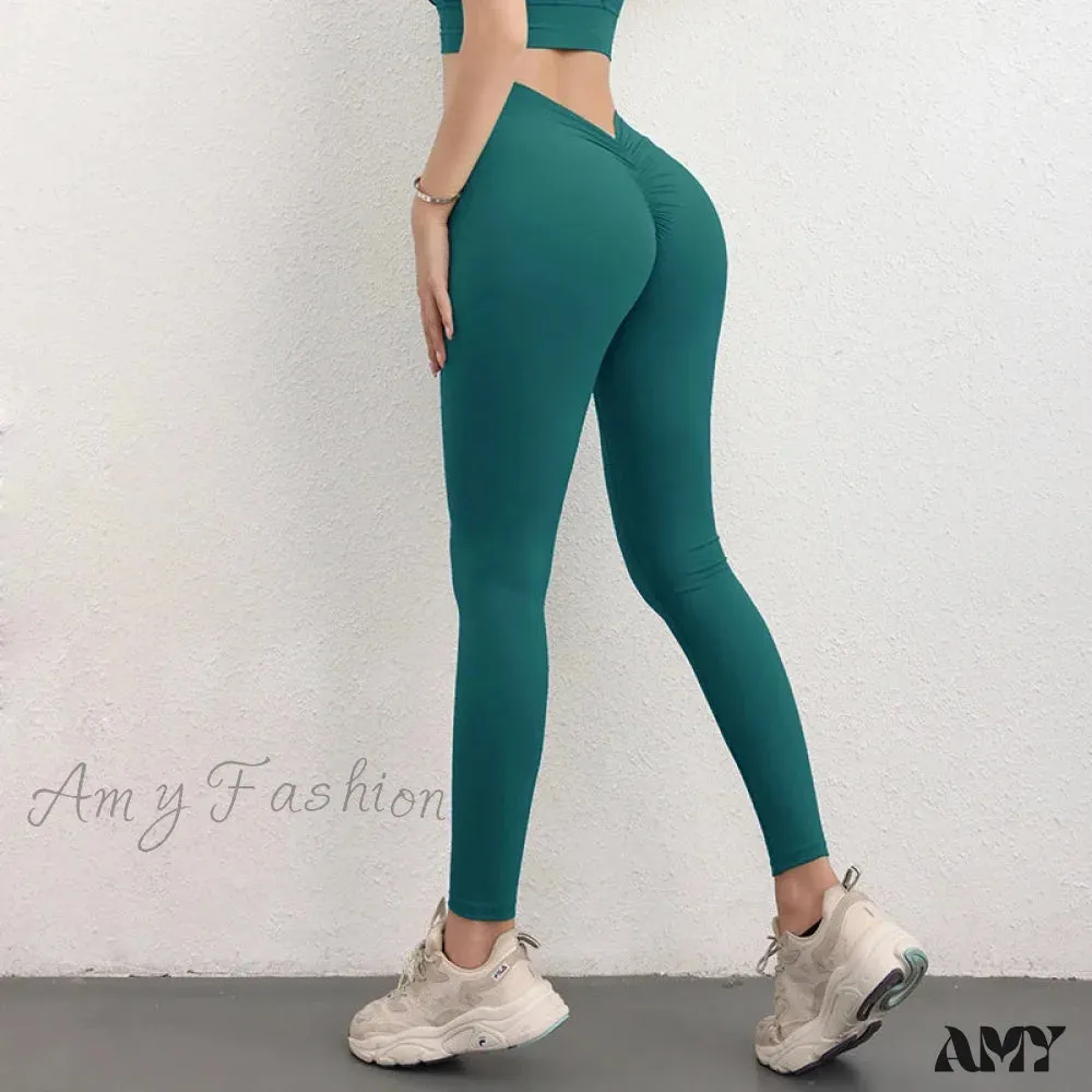 Back V Butt Yoga Pant Fitness Workout Gym Running Scrunch High Waist Active Wear Tight Leggings