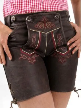 Bavarian Lederhosen Ladies Eva With Pink Embroidery