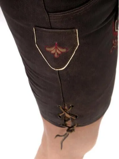 Bavarian Lederhosen Ladies Eva With Pink Embroidery