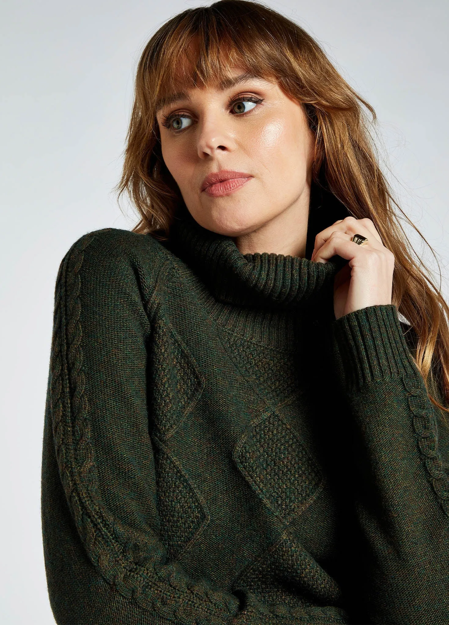 Belleek Chunky Roll Neck Sweater - Olive