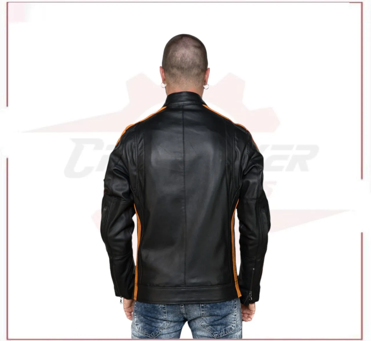 Biker Man's Jacket in genuine Black Leather