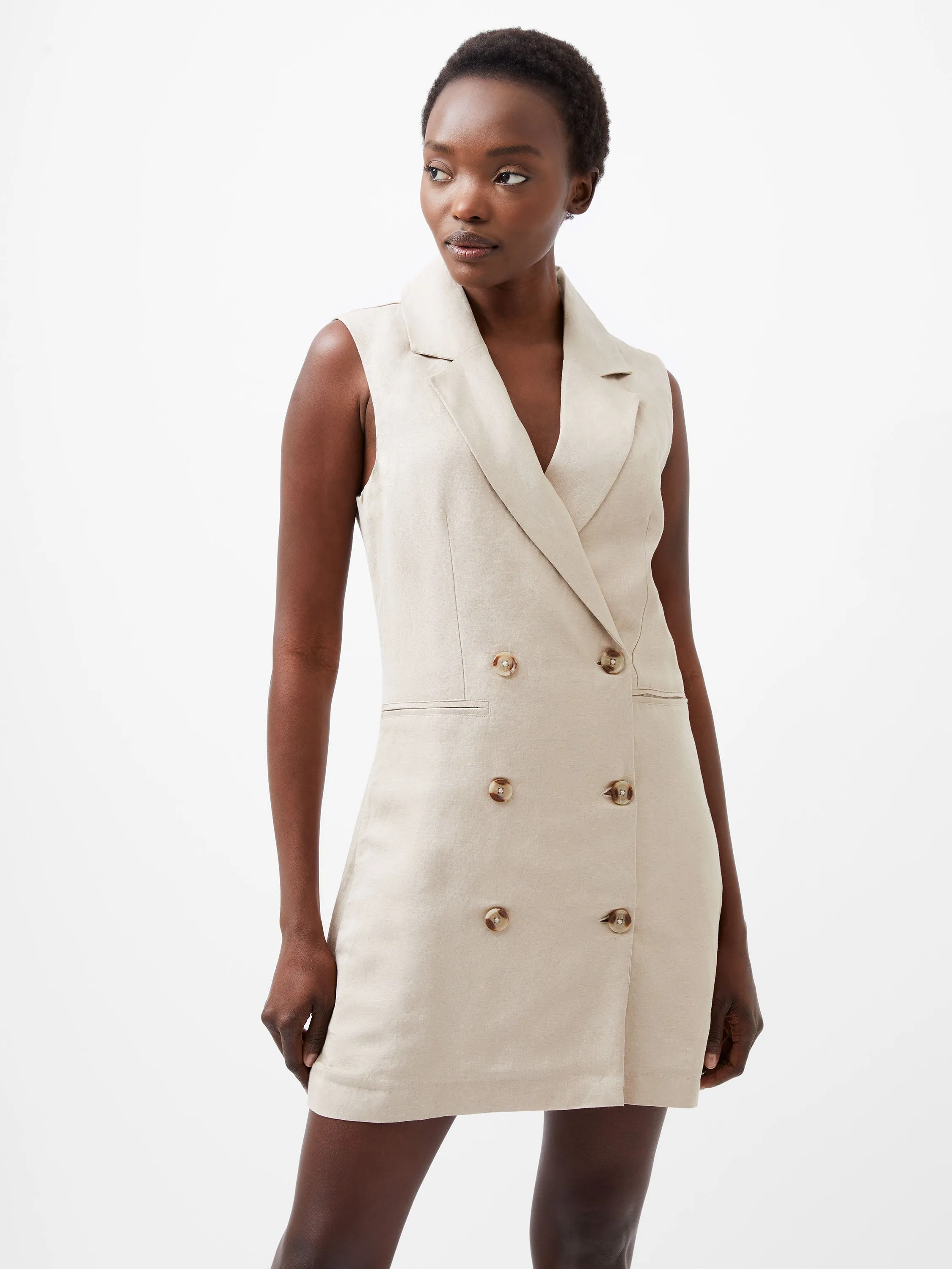 Birdie Linen Sleeveless Blazer Dress