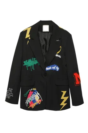 Black Sticker Blazer Jacket