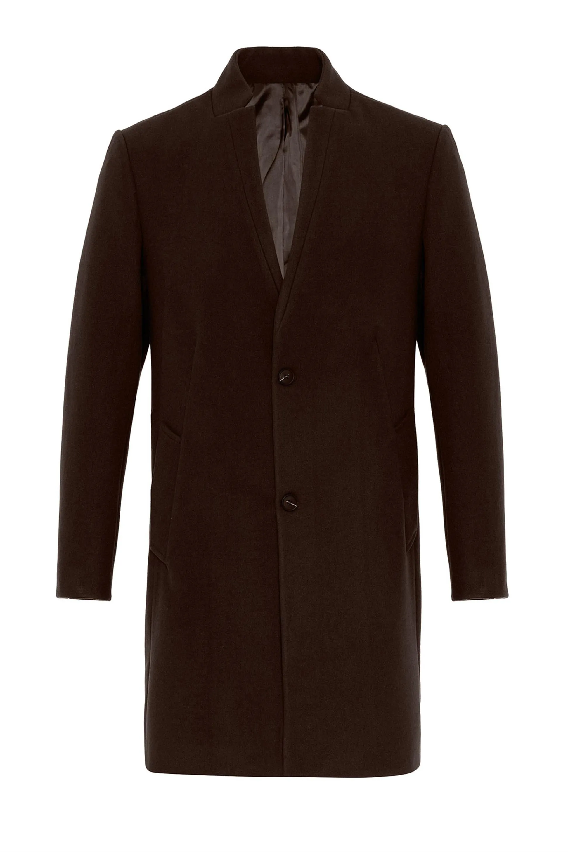 Brown Judge Collar Men's Coat - Wessi