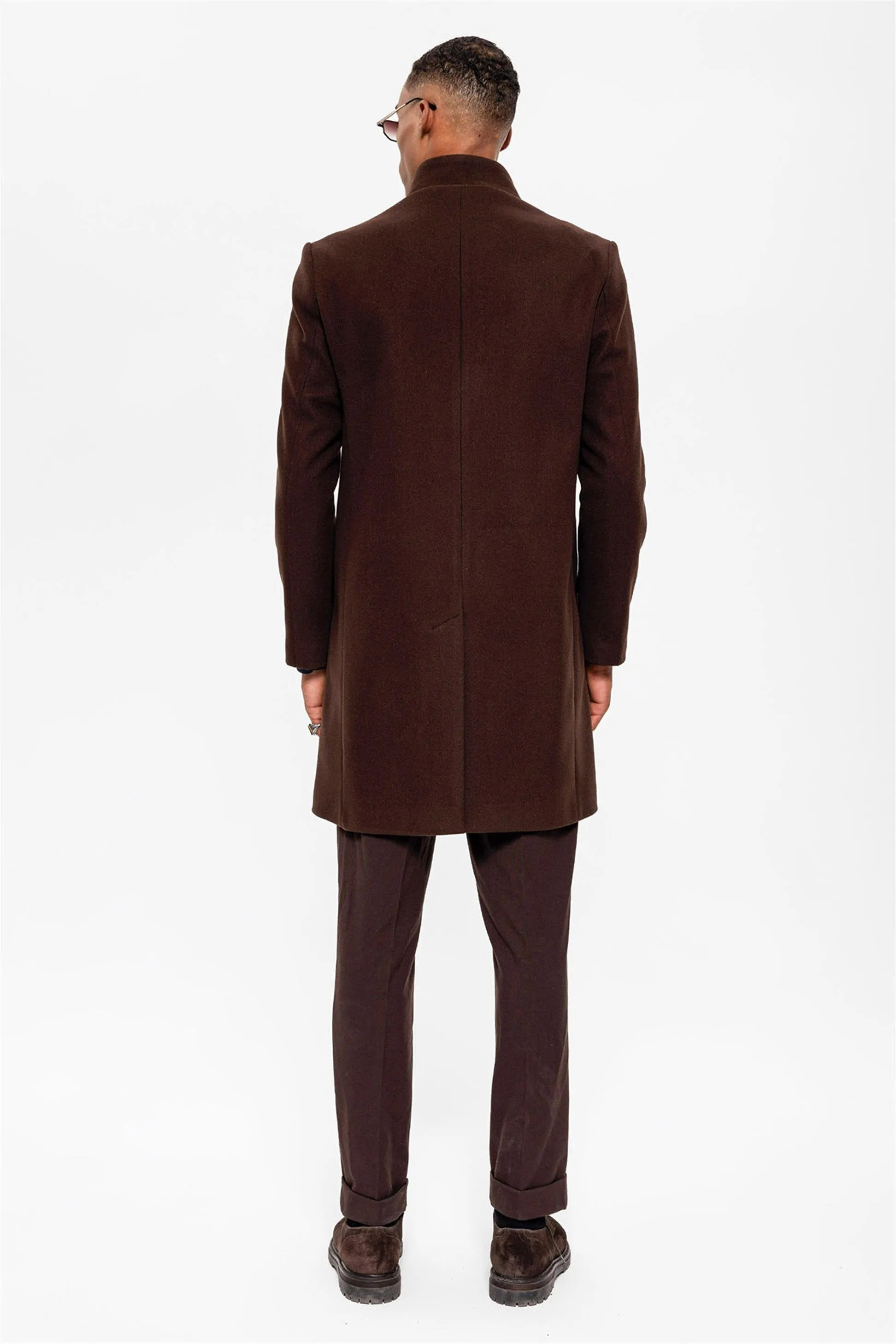 Brown Judge Collar Men's Coat - Wessi