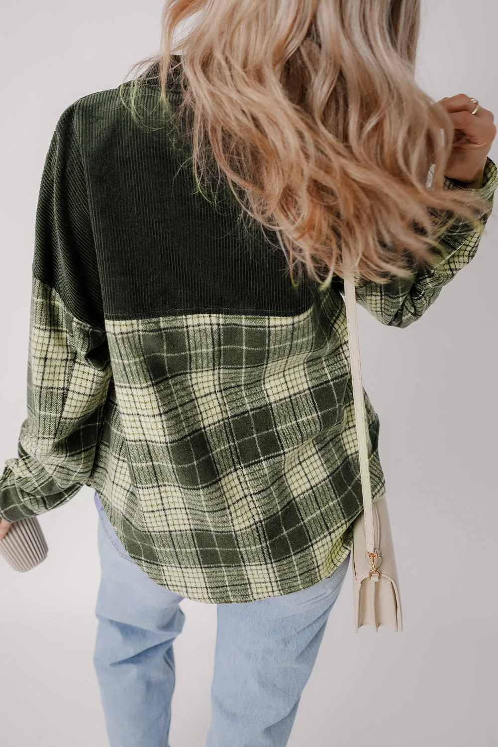 Button-Down Plaid Corduroy Jacket