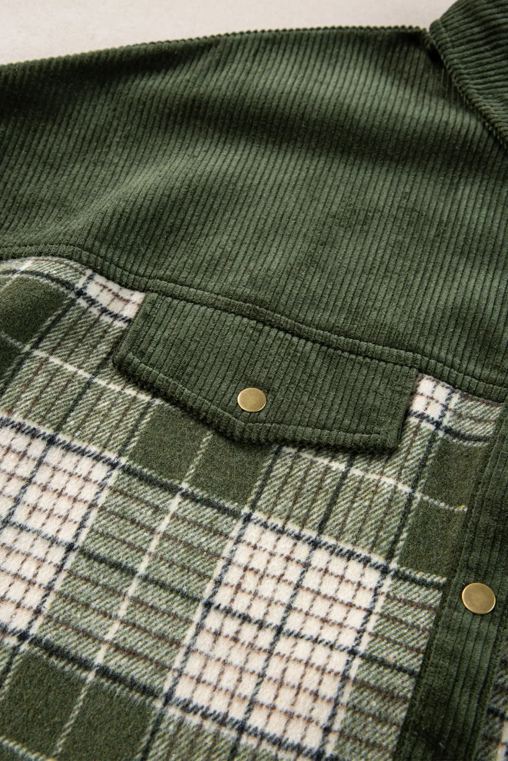 Button-Down Plaid Corduroy Jacket