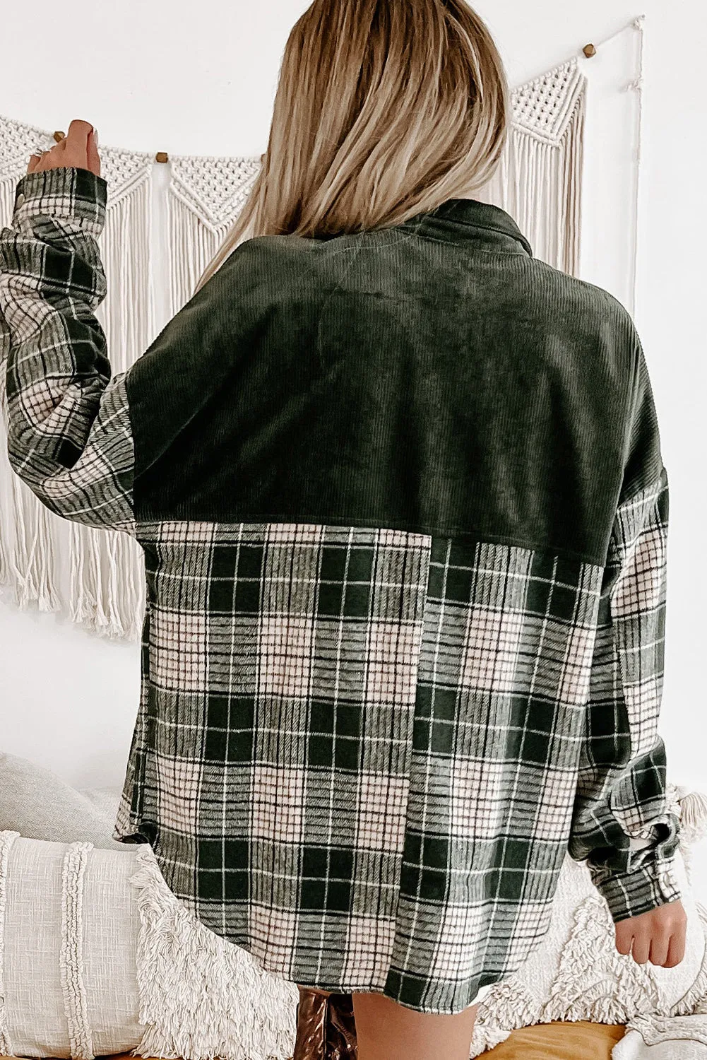 Button-Down Plaid Corduroy Jacket