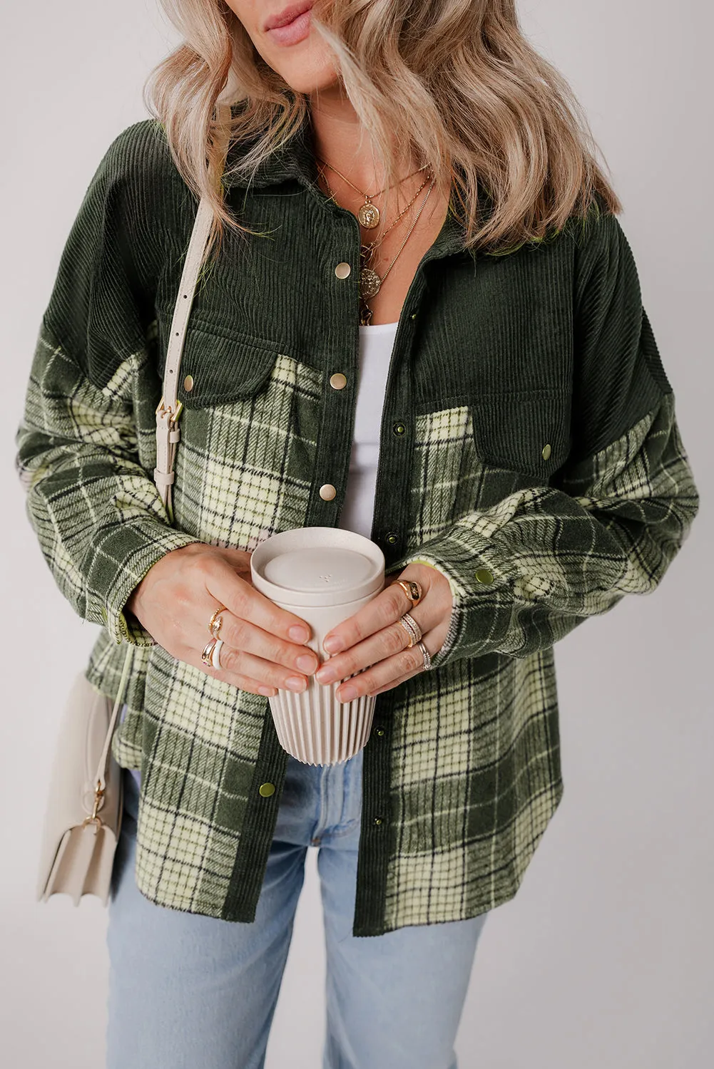 Button-Down Plaid Corduroy Jacket