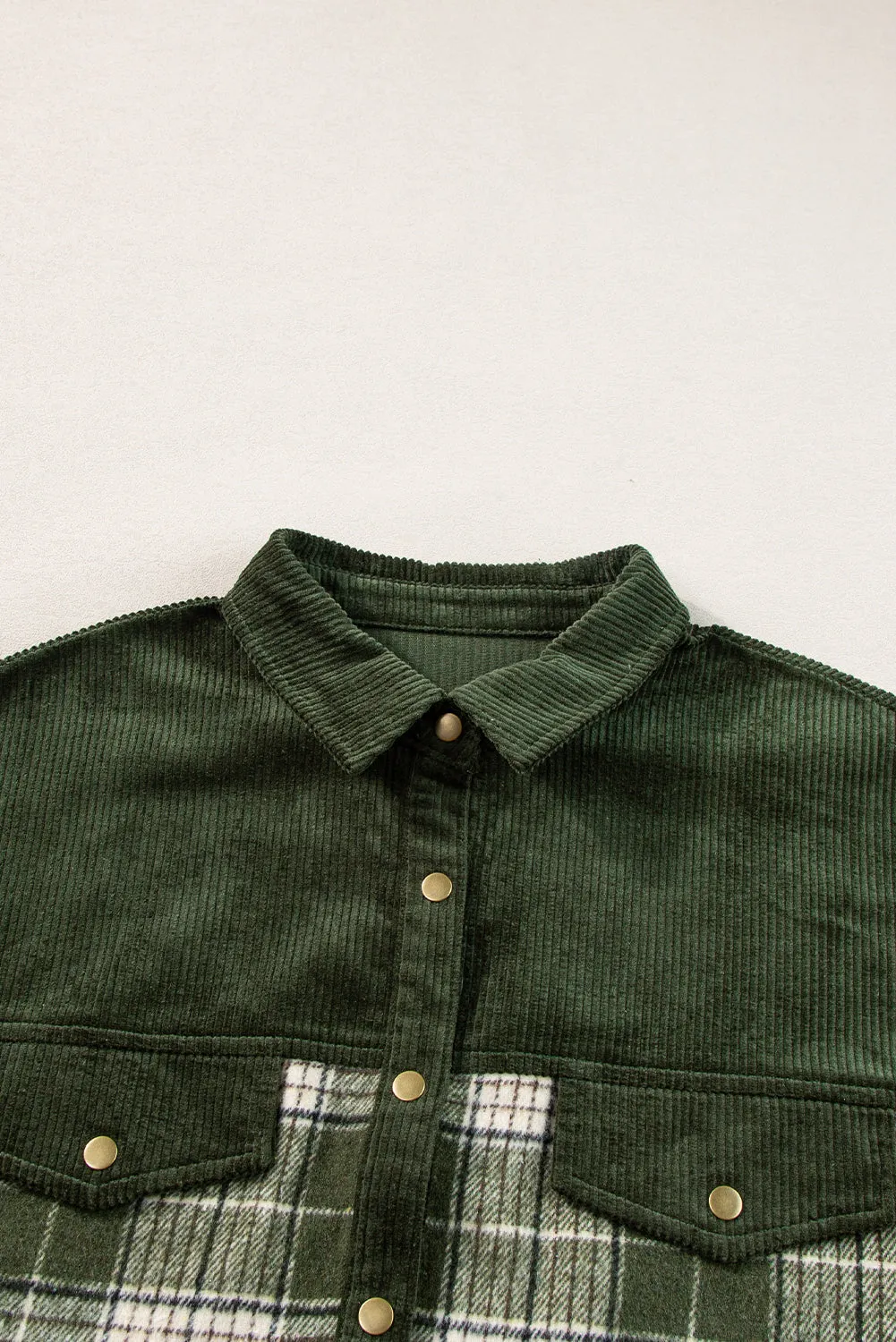 Button-Down Plaid Corduroy Jacket