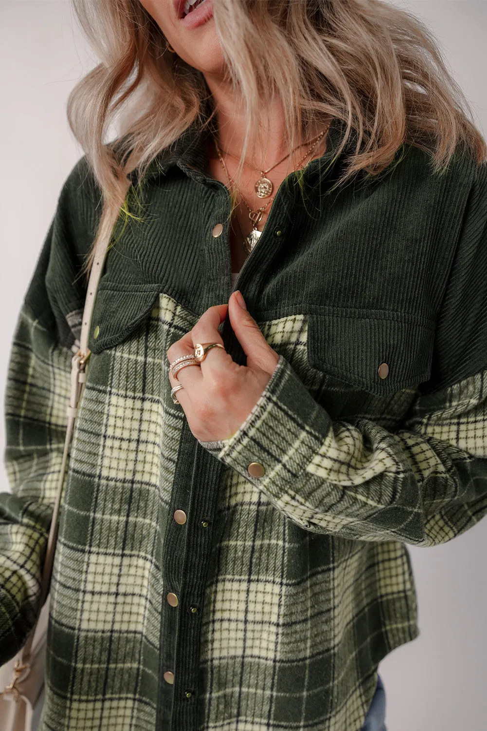 Button-Down Plaid Corduroy Jacket