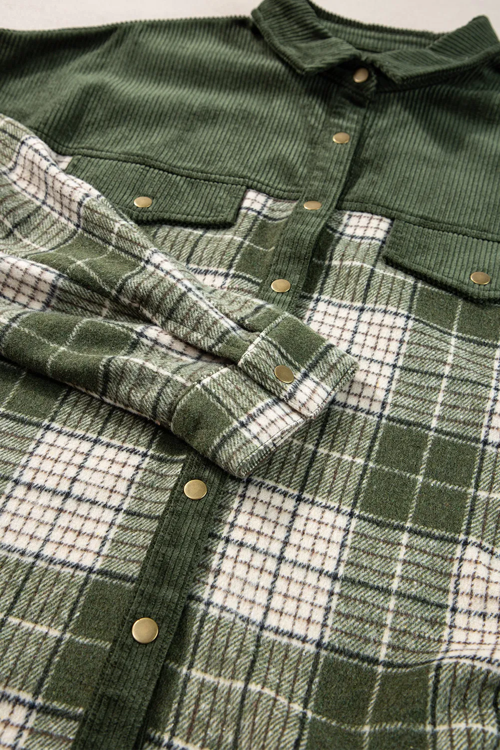 Button-Down Plaid Corduroy Jacket