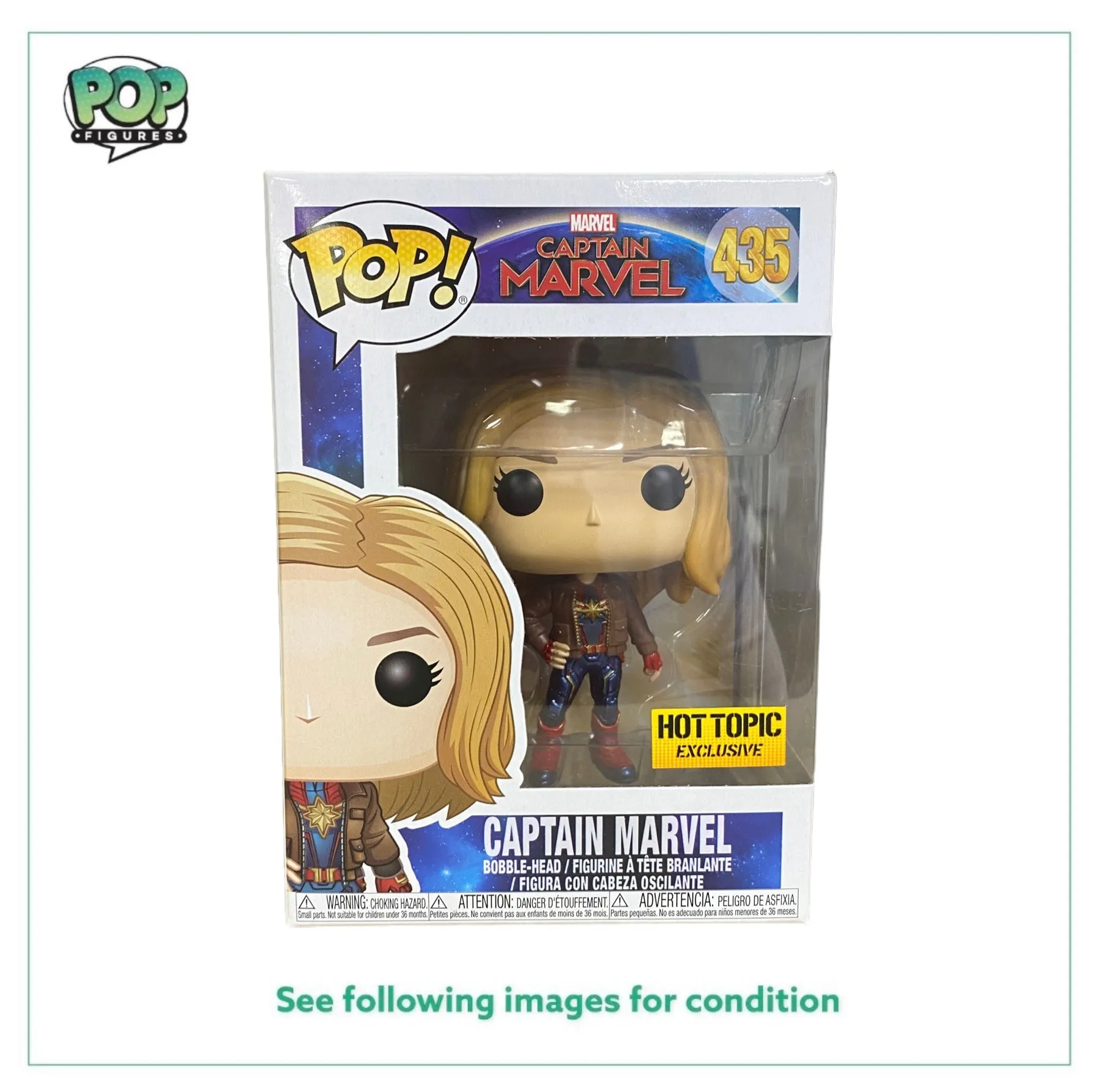 Captain Marvel #435 (w/ Jacket) Funko Pop! - Captain Marvel - Hot Topic Exclusive - Condition 9.5/10