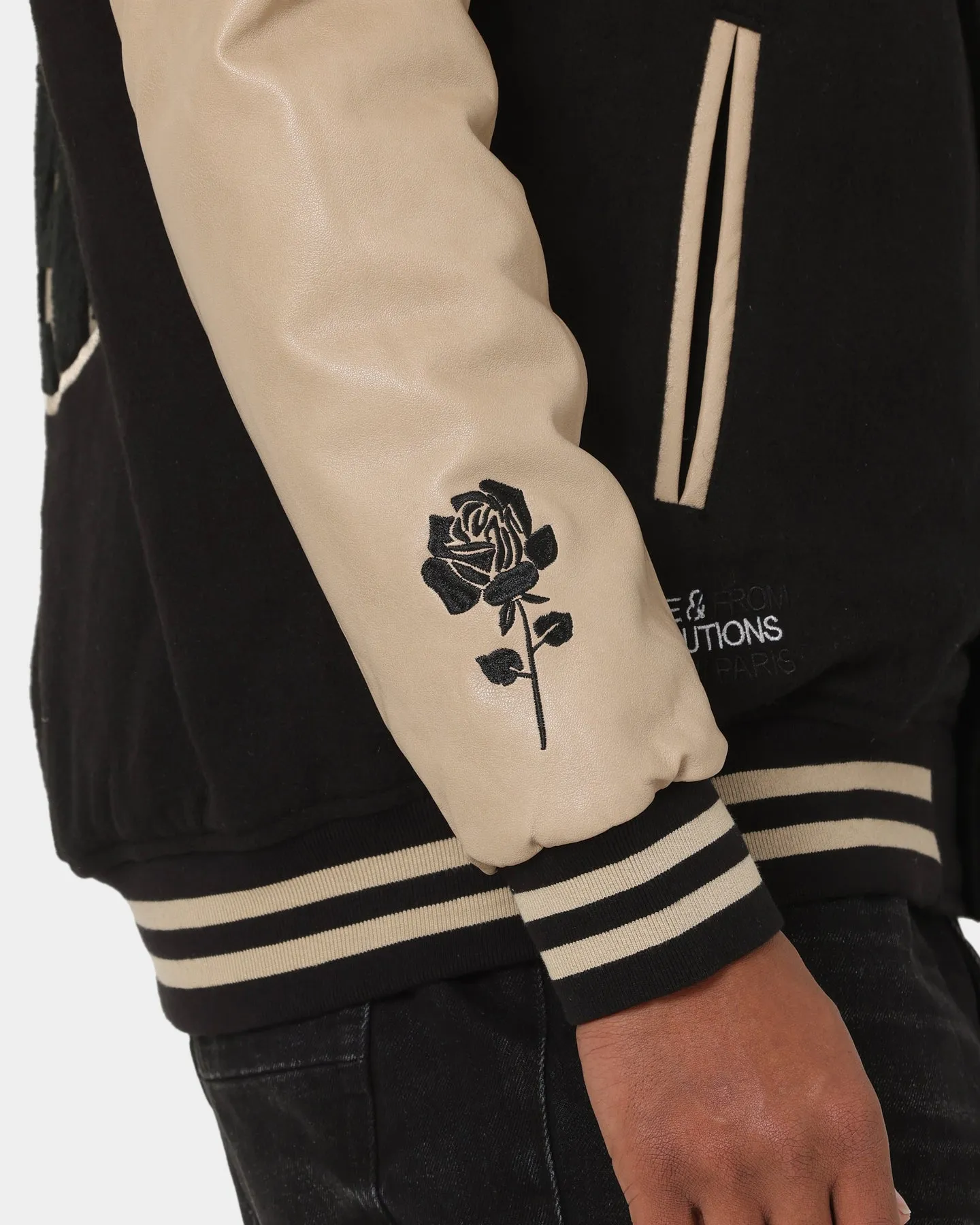 Carre Peace Varsity Jacket Black/Stone