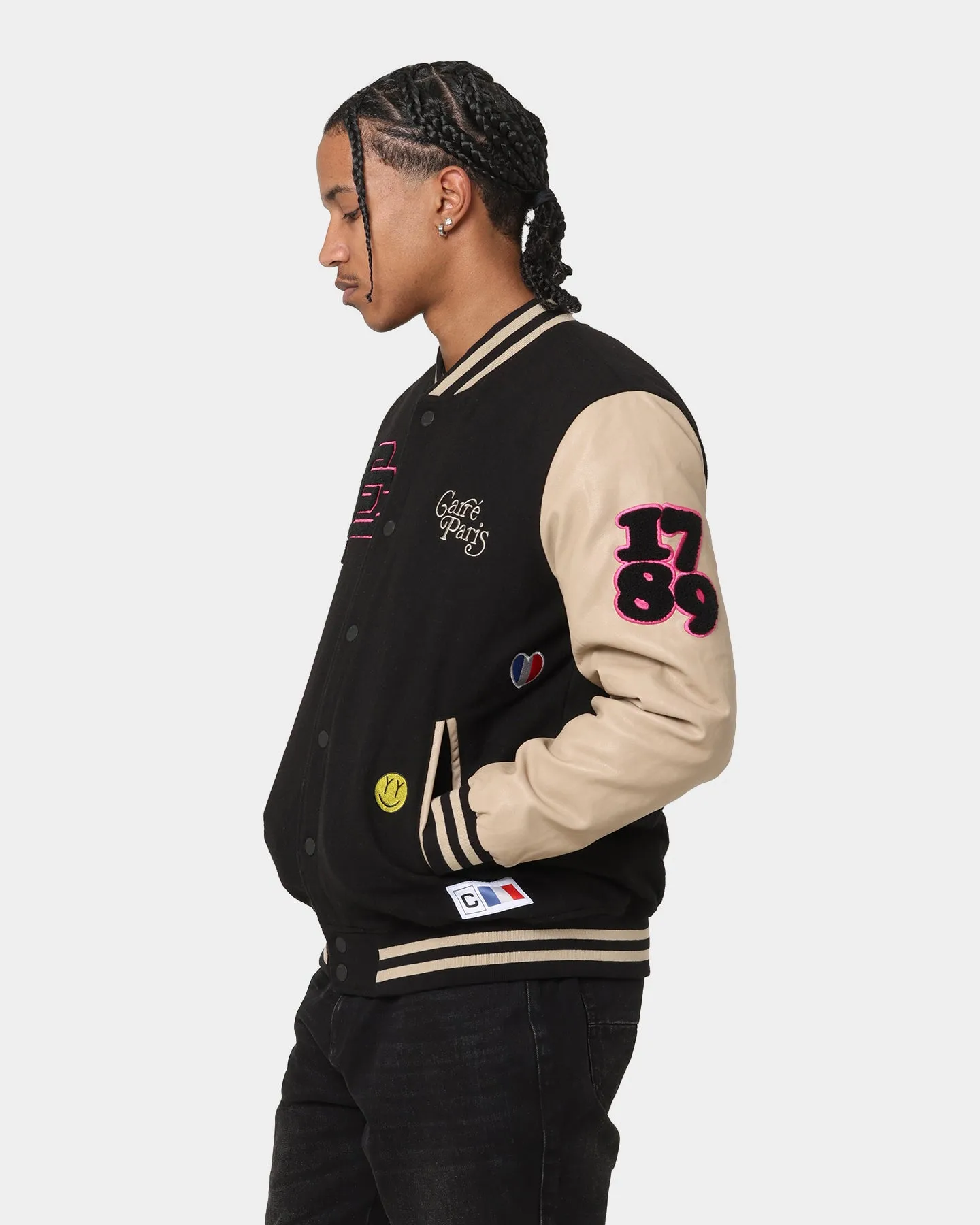 Carre Peace Varsity Jacket Black/Stone