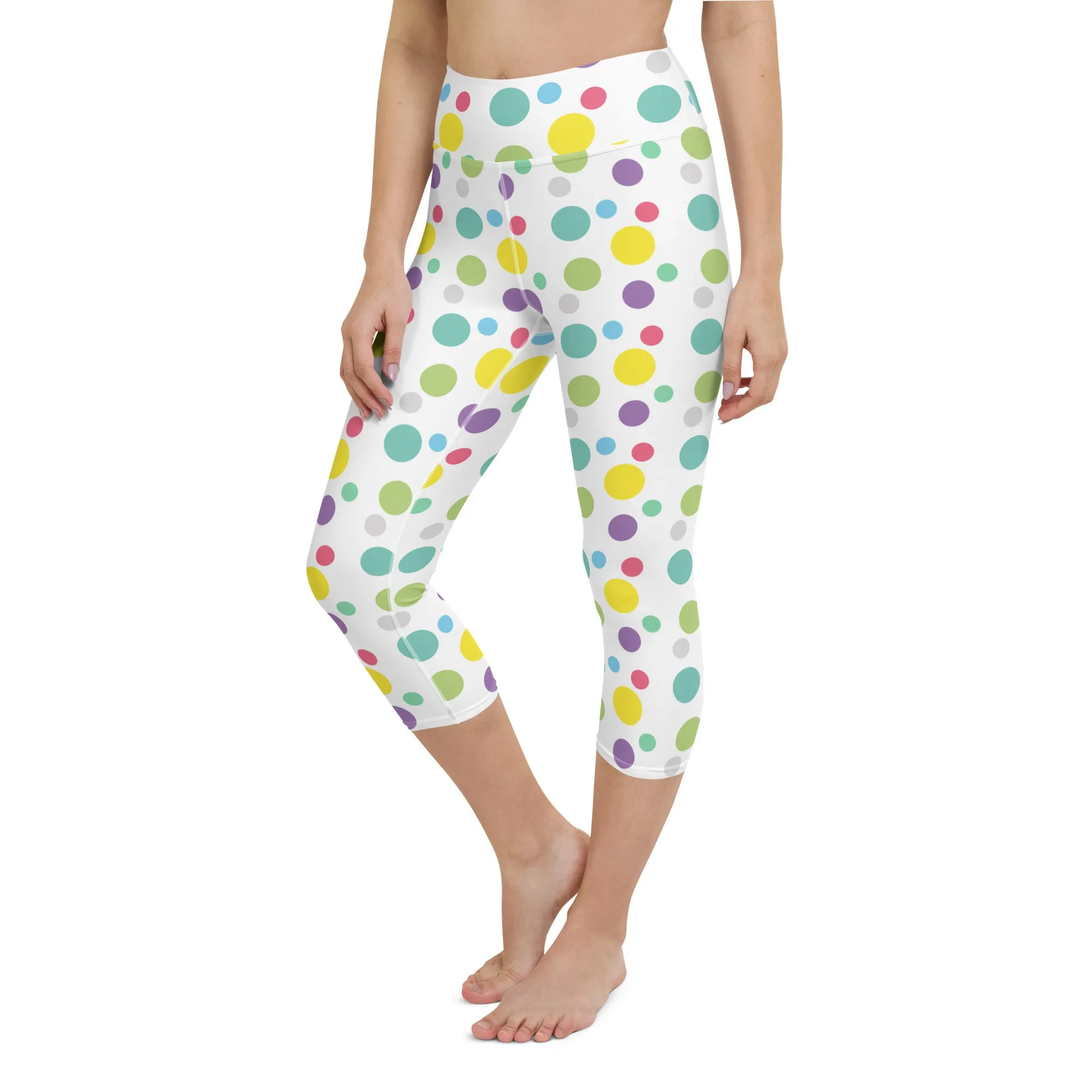 Cheerful Polka Dots Yoga Capri Leggings | Fitness Capri Leggings, lioness-love