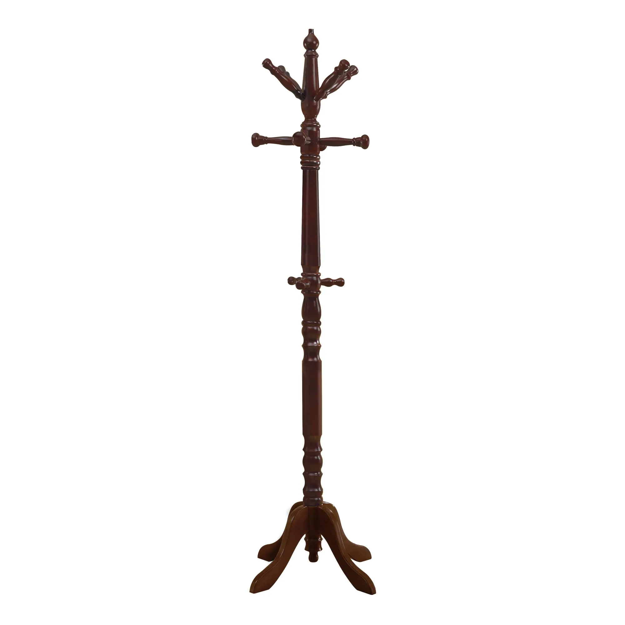 Coat Rack, Hall Tree, Free Standing, 11 Hooks, Entryway, 73"h, Bedroom, Brown Wood, Transitional