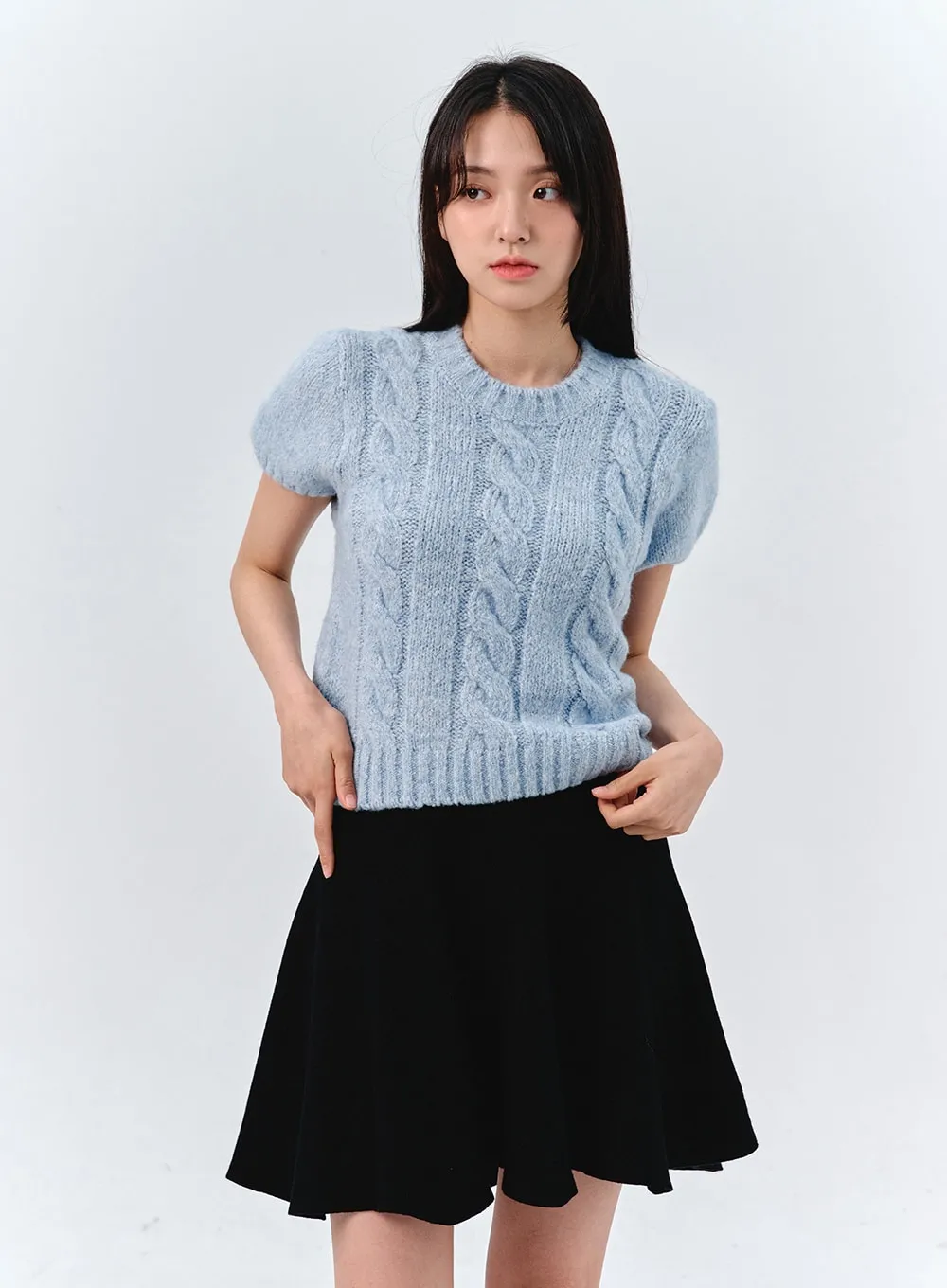 Cozy Cable Short Sleeve Knit OO319