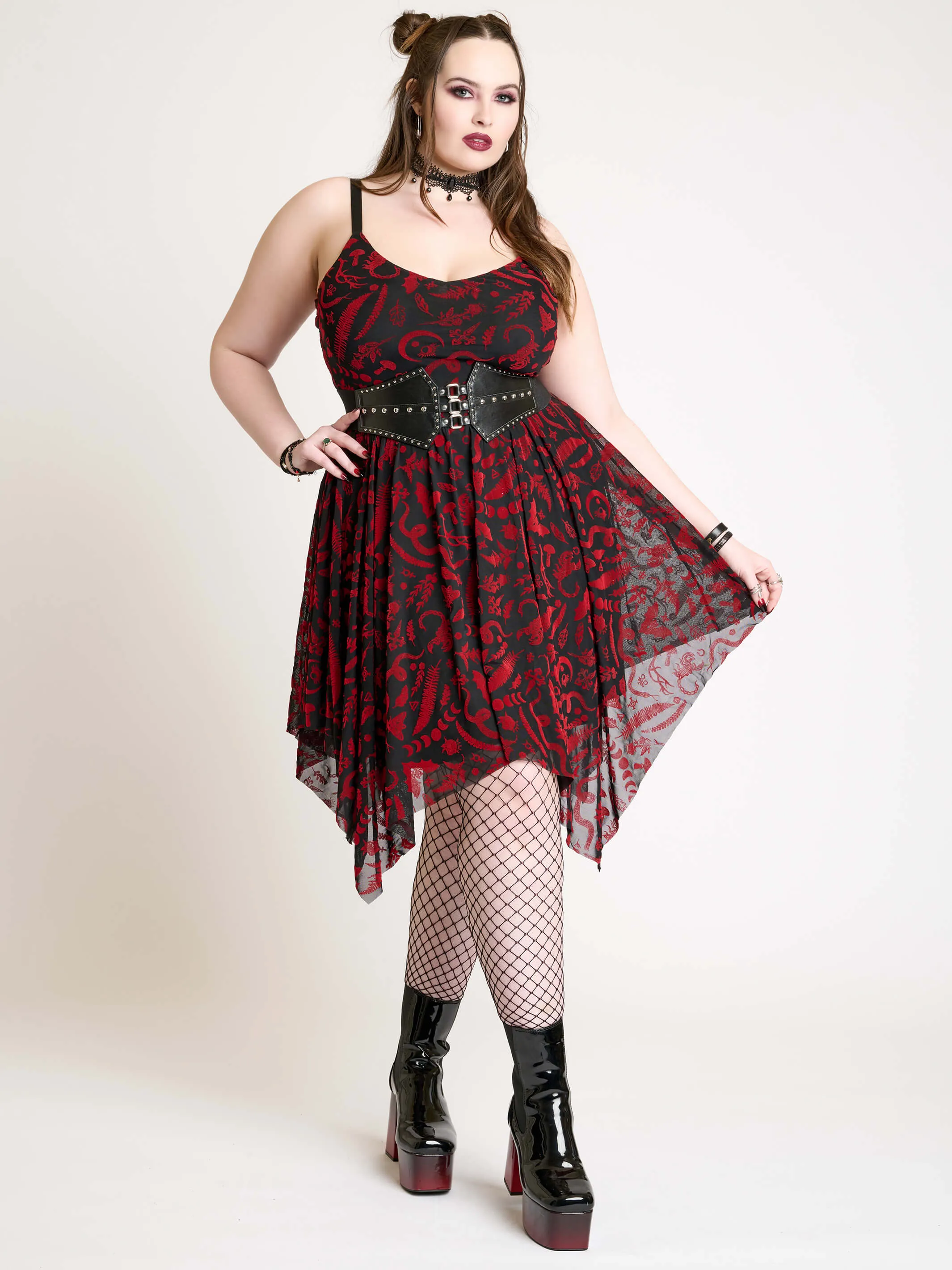 Creatures Flocked Mesh Dress