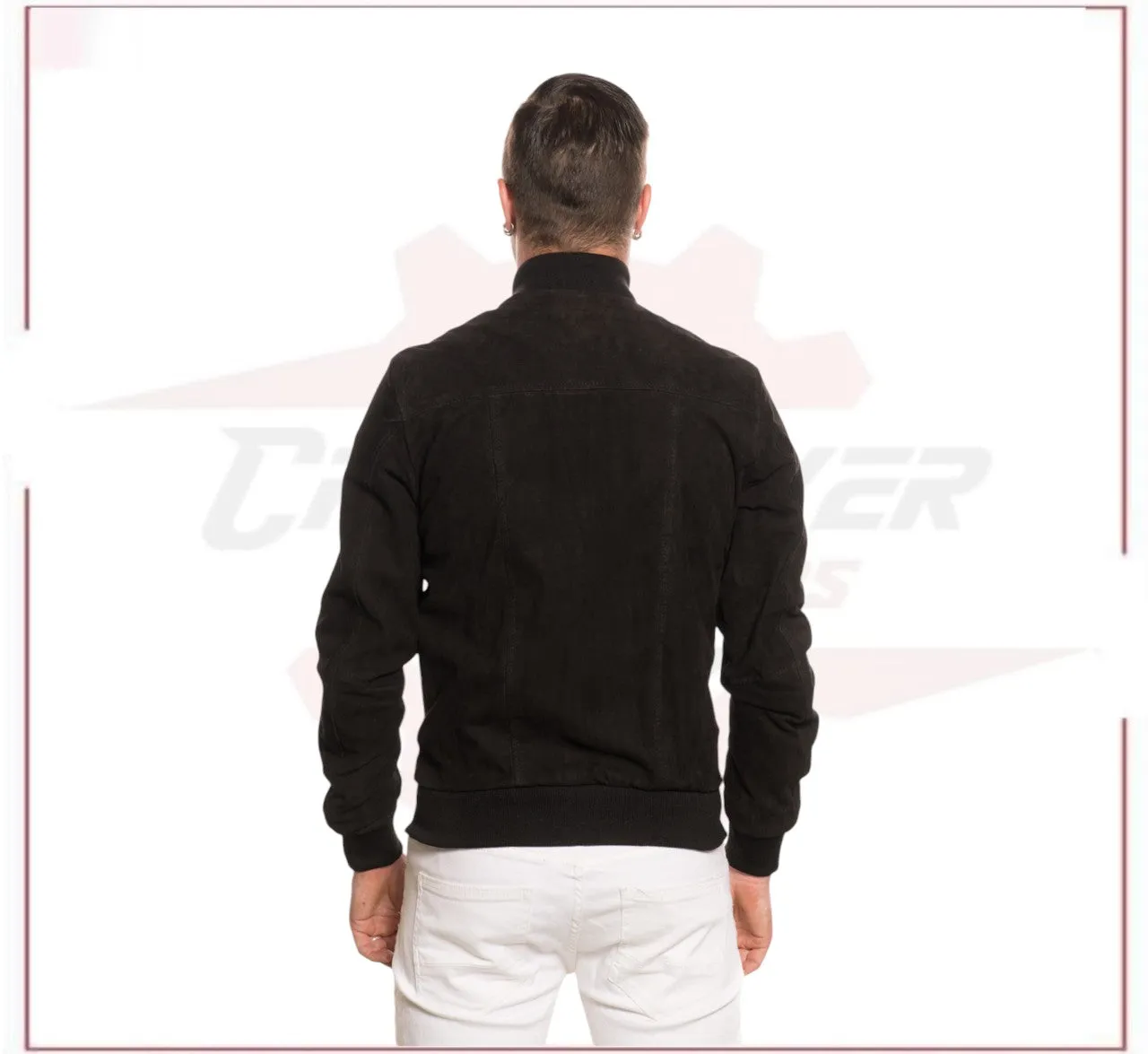 David - Men's Bomber Jacket in Genuine Black Suede Leather