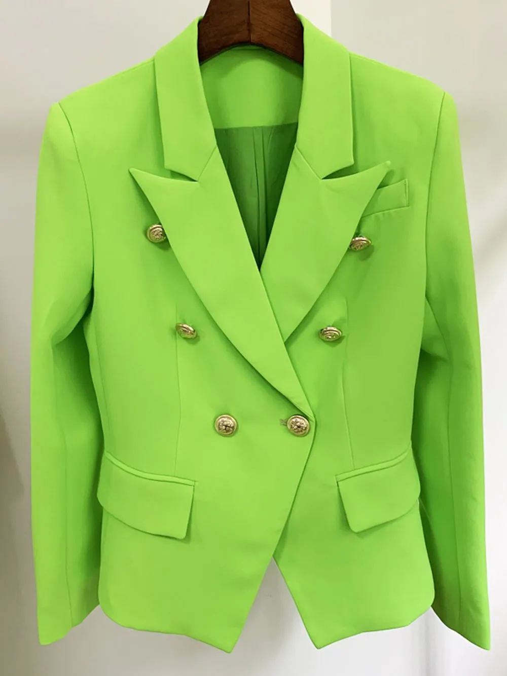 Double Breasted Blazer in Neon Green