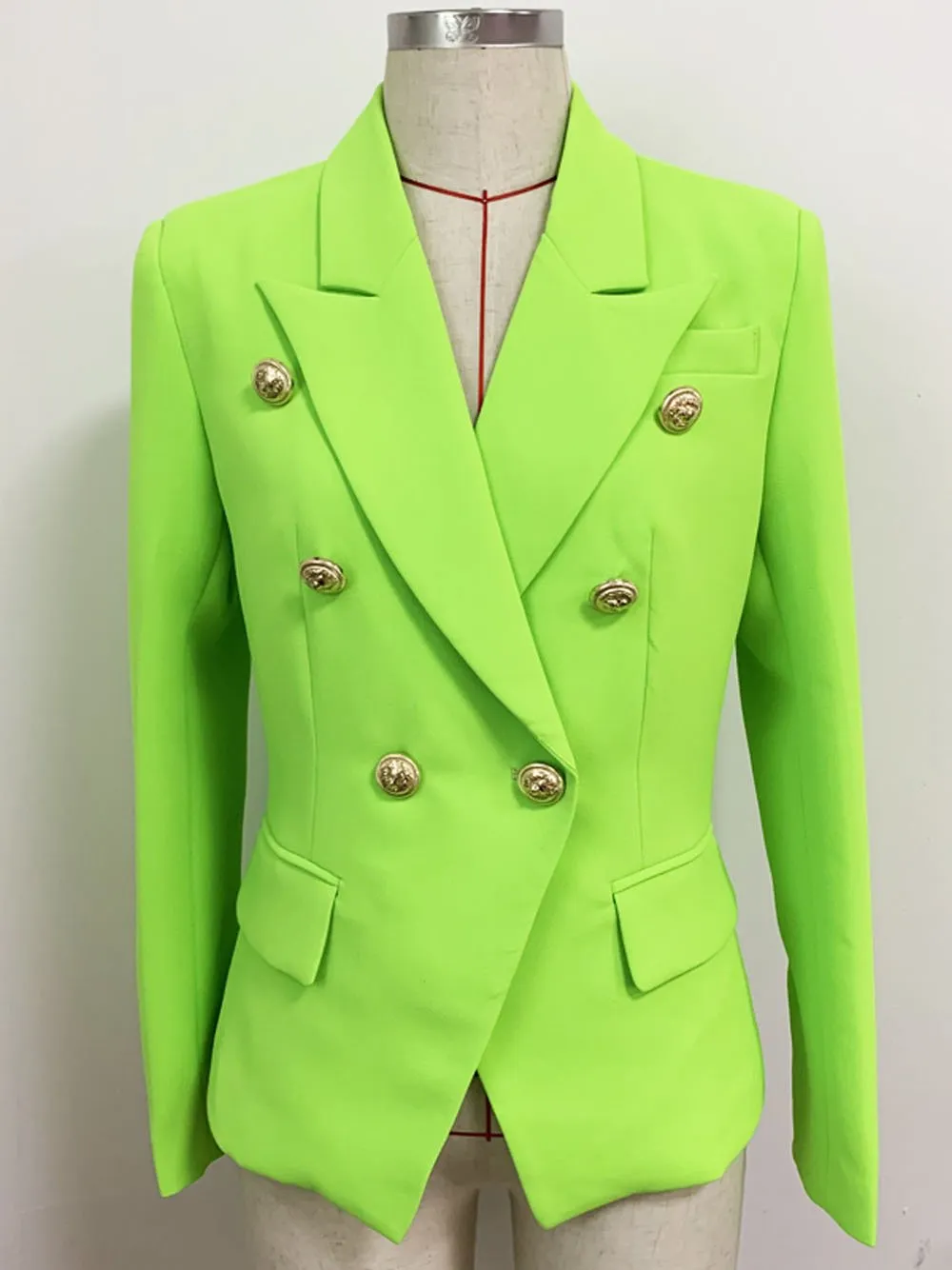 Double Breasted Blazer in Neon Green