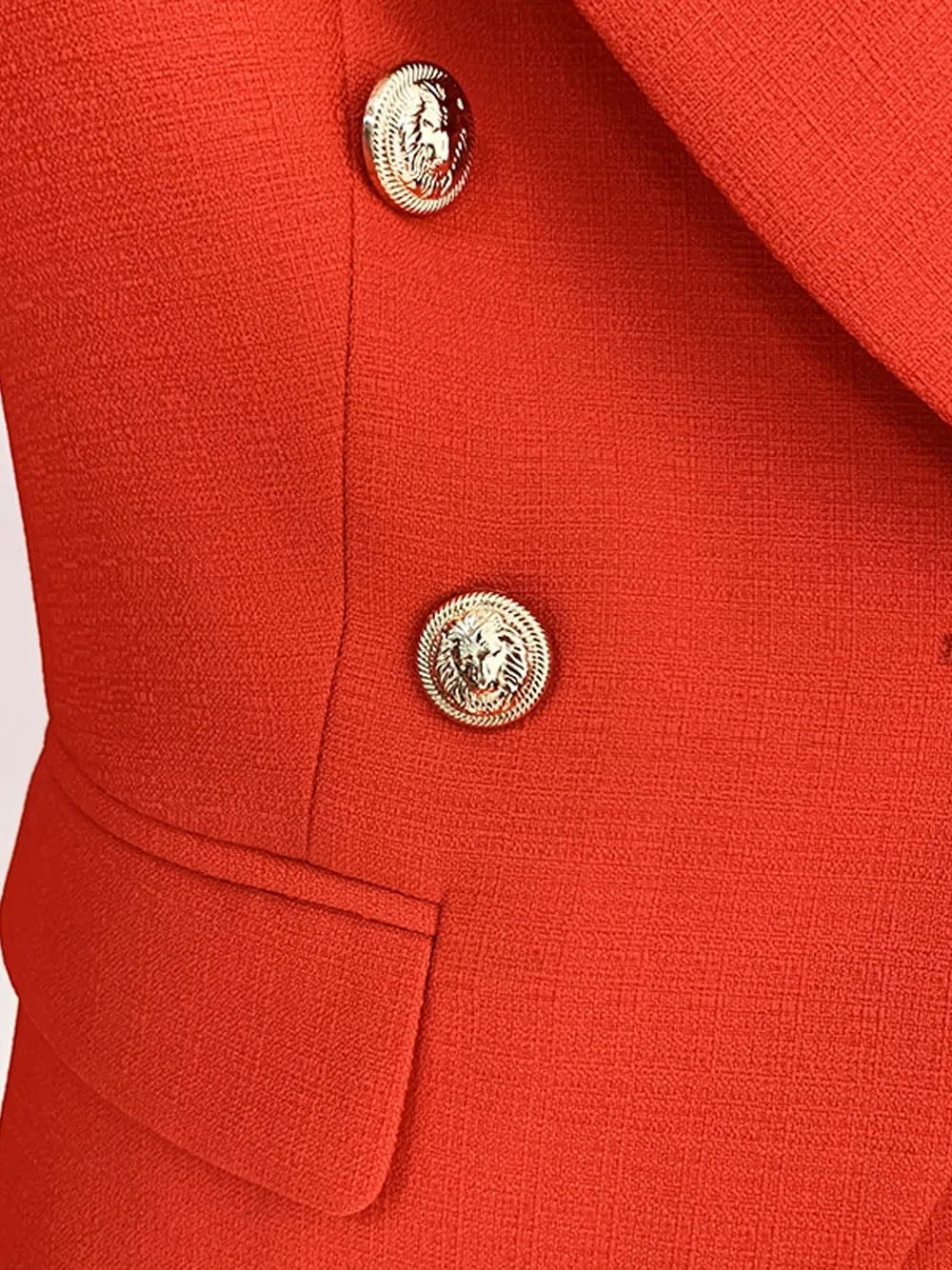 Double Breasted Textured Blazer in Red