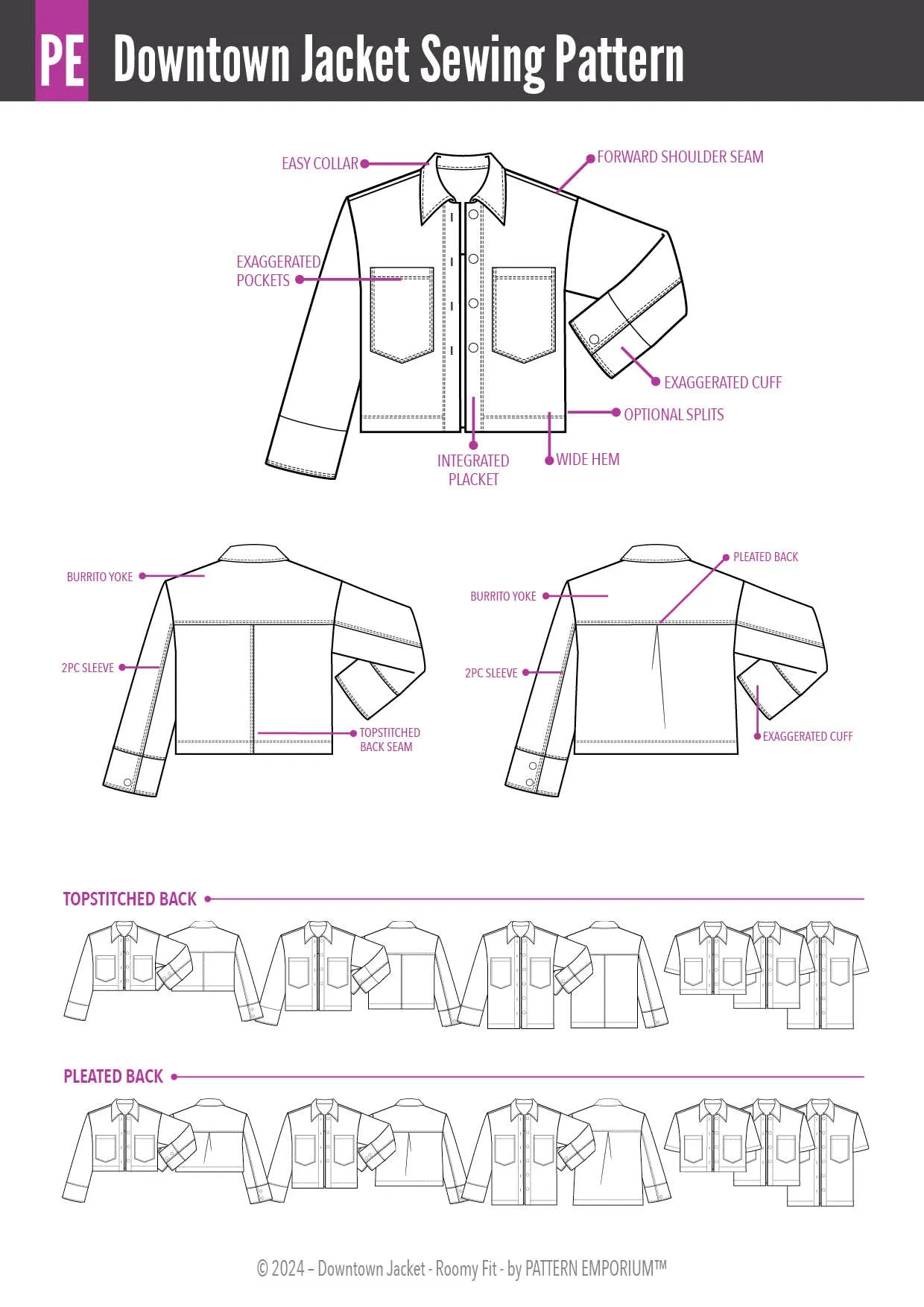 Downtown Jacket | Roomy Fit Sewing Pattern