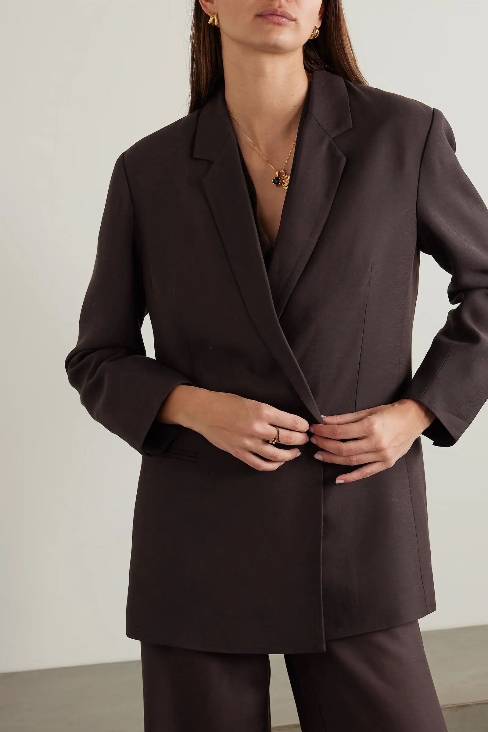 Elsa Double-breasted Crepe Blazer