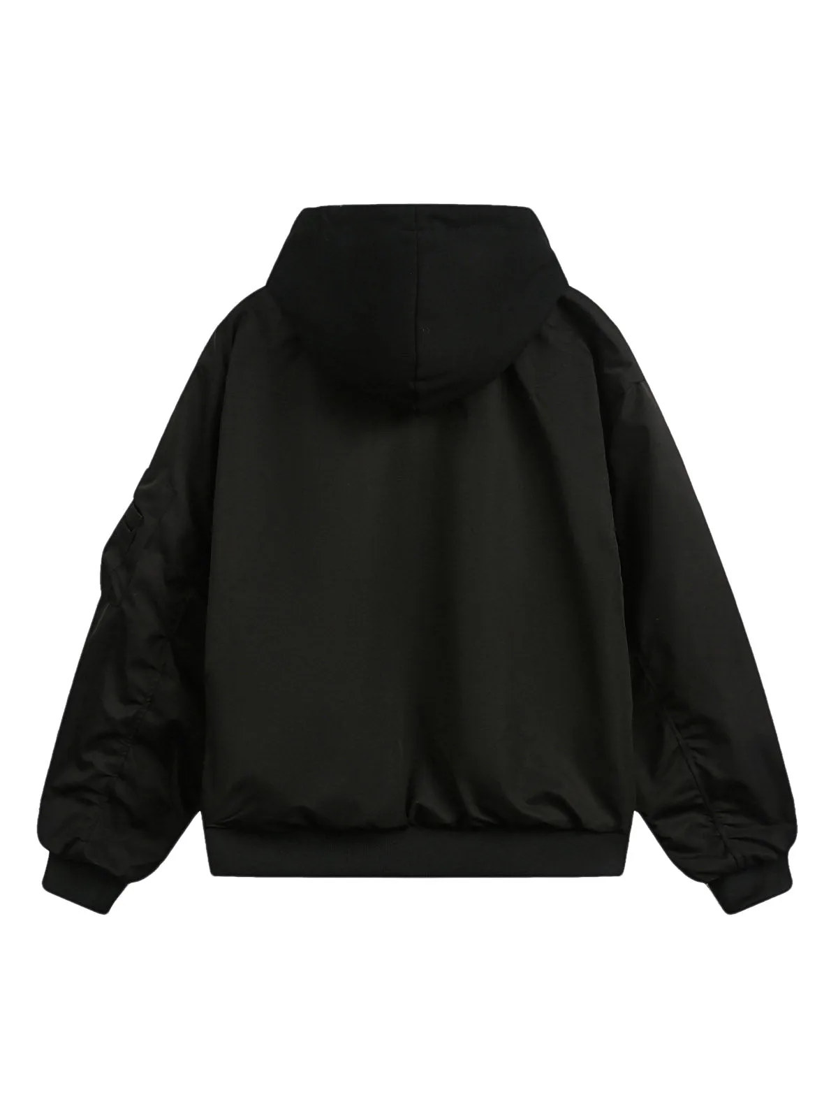 Faux Two-Piece Pleated Spliced Hooded Bomber Jacket