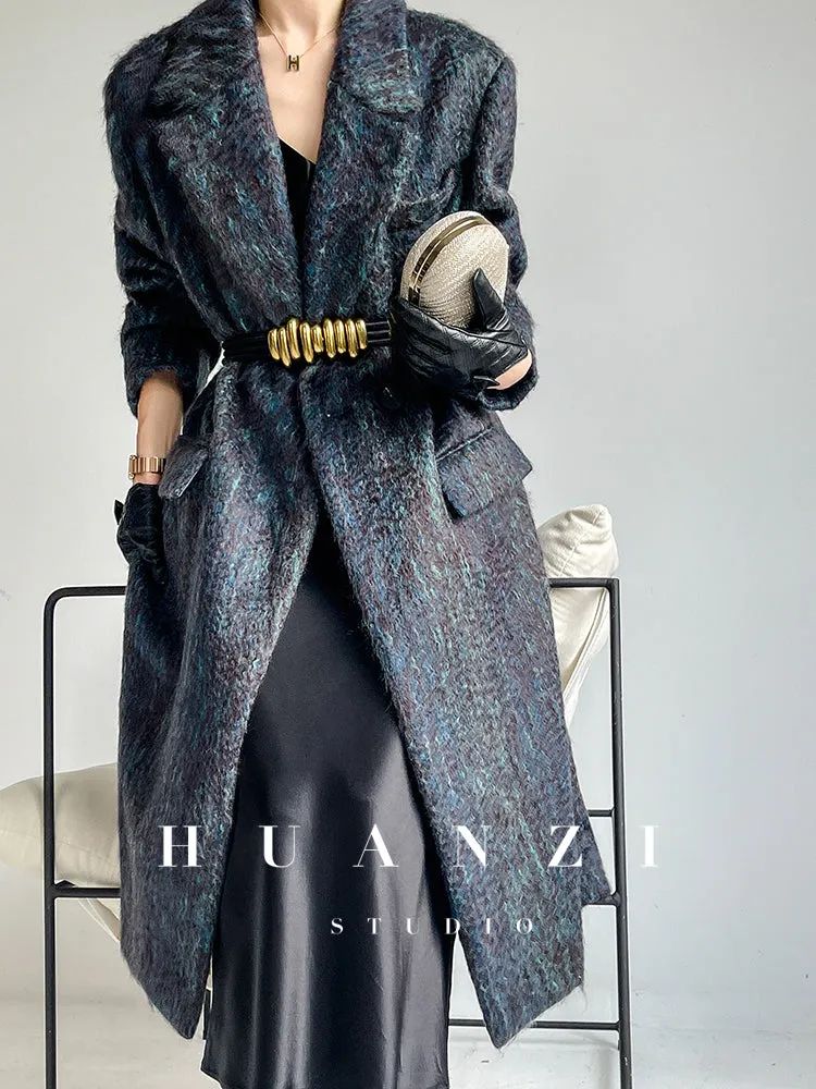 Huanzi custom dyed couture mohair water ripple wool cautumn and winter coat  - Kendu