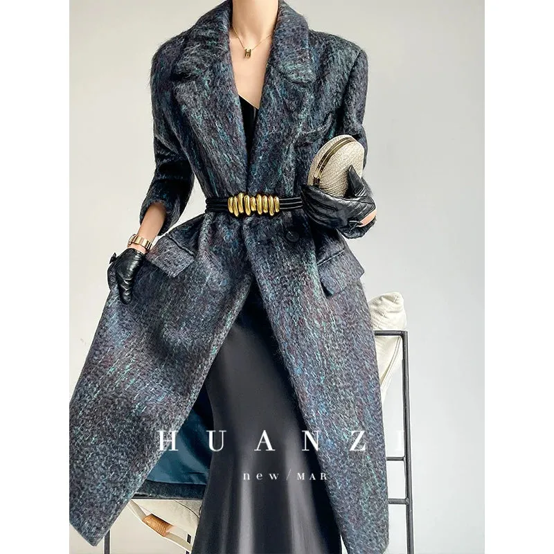 Huanzi custom dyed couture mohair water ripple wool cautumn and winter coat  - Kendu