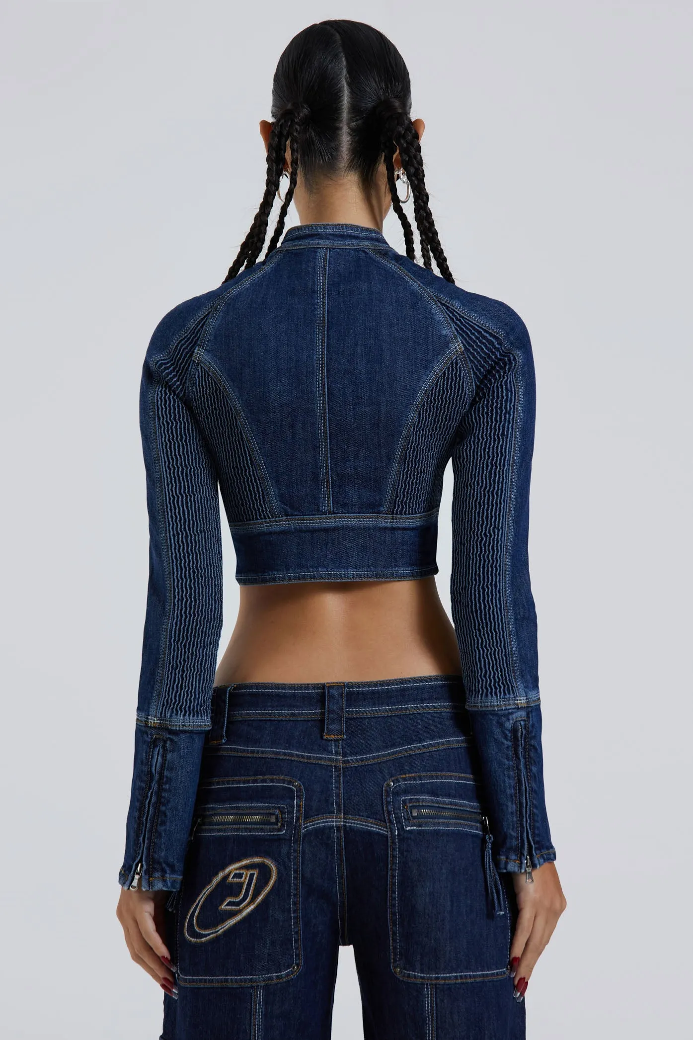 Hudson Indigo Denim Wash Corset Jacket