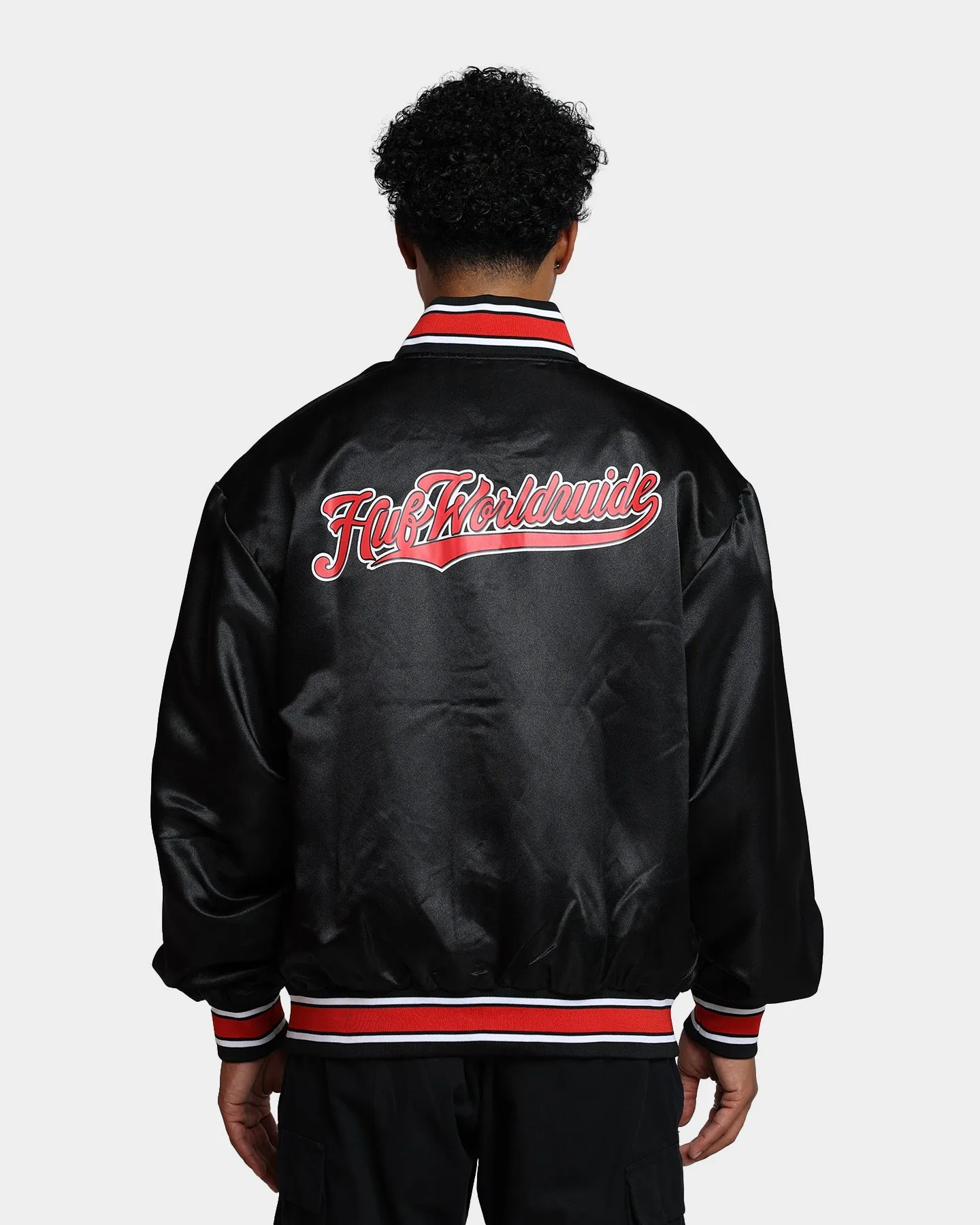 HUF Crackerjack Satin Baseball Jacket Black