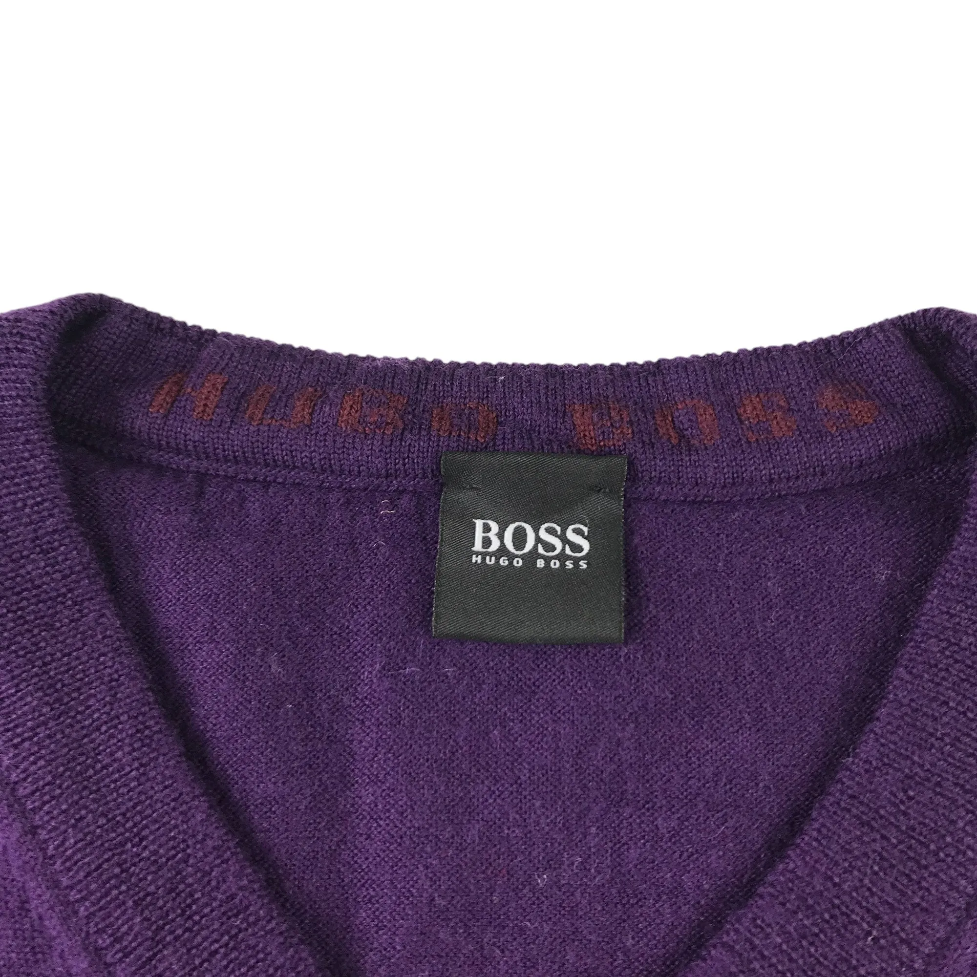 Hugo Boss jumper adult size L purple V-neck wool