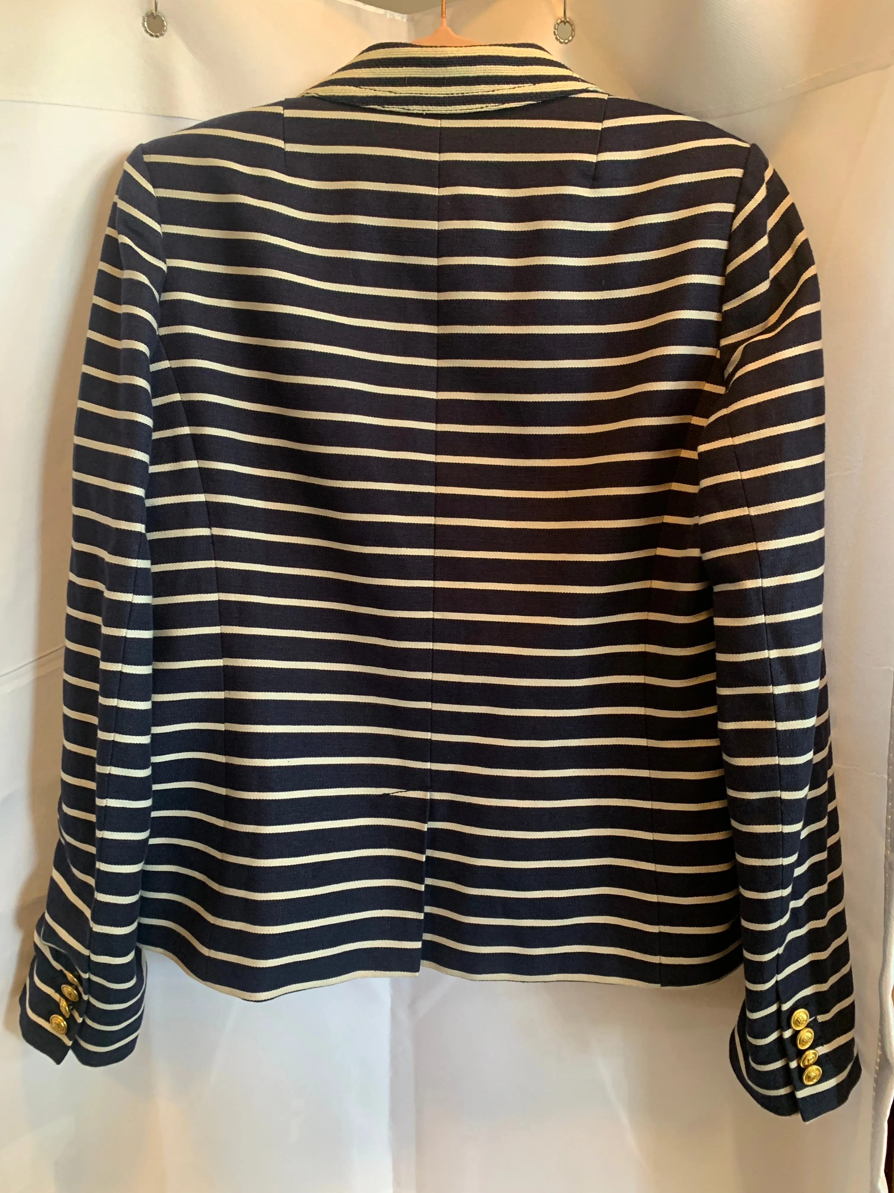 J. Crew Nautical Navy Striped Blazer Size 10