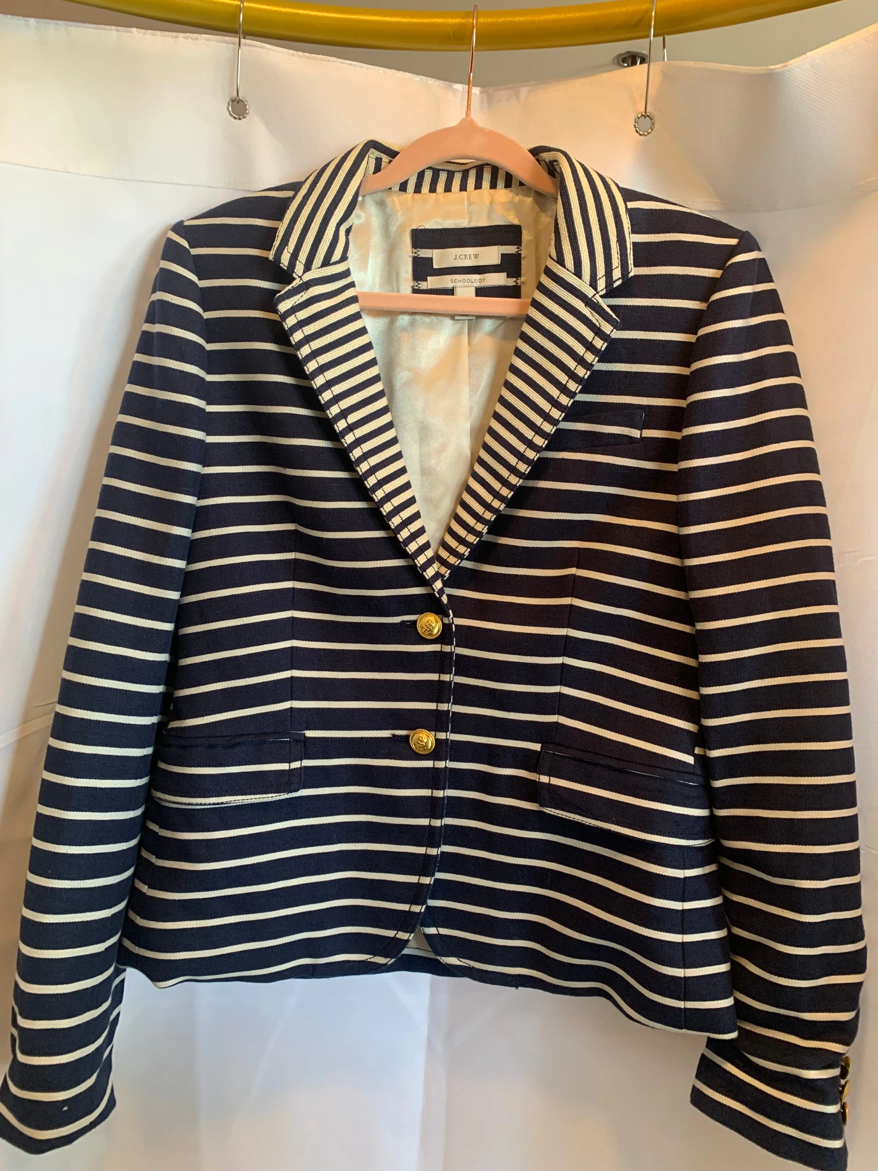 J. Crew Nautical Navy Striped Blazer Size 10