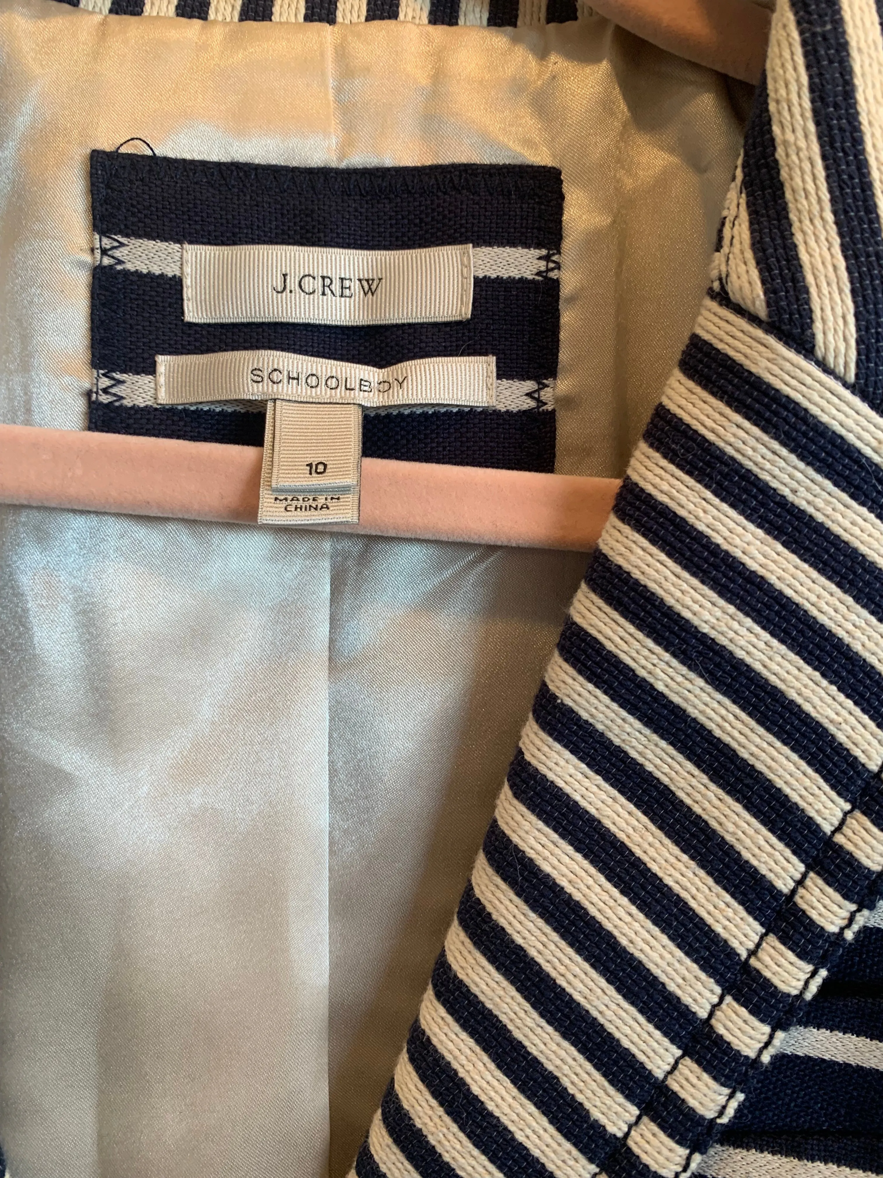 J. Crew Nautical Navy Striped Blazer Size 10