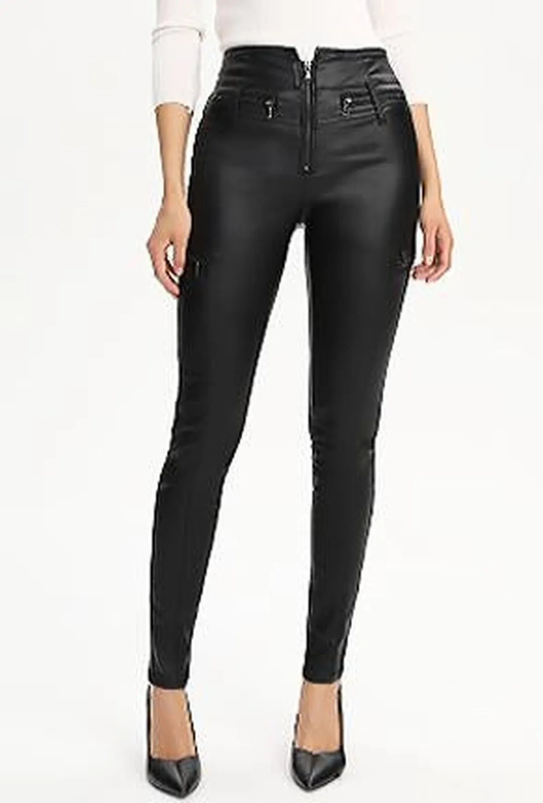 JANEEN - ZIPPER LEATHERETTE  LEGGINGS